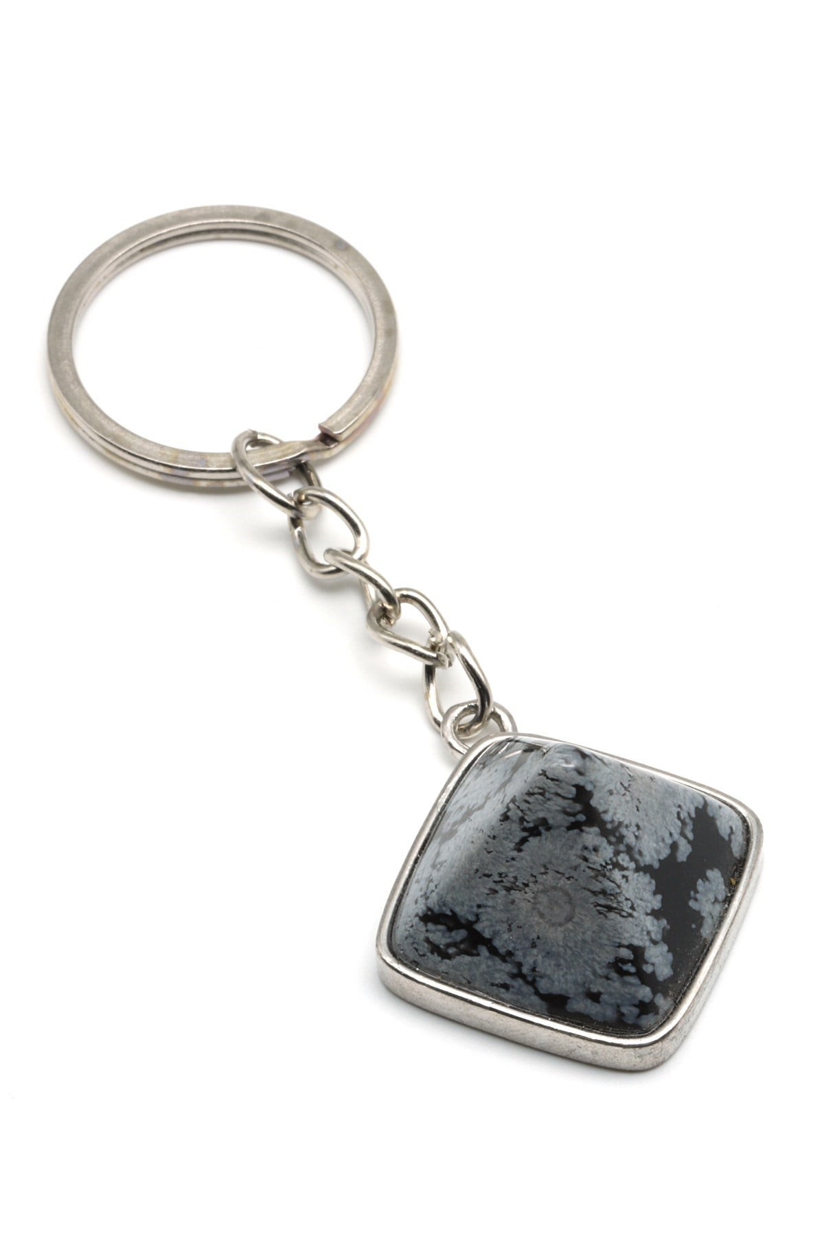 Karlı Obsidyen Doğal Taş Anahtarlık - ANH-0163