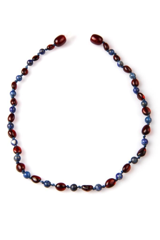 Kehribar – Lapis Lazuli Doğal Taş Bebek Diş Kolyesi