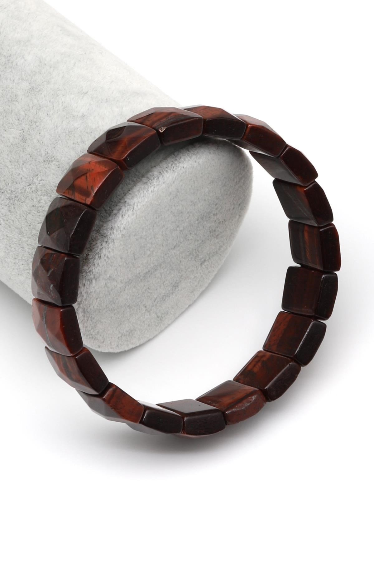 Kırmızı Kaplan Gözü Doğal Taş Bileklik 10 x 14 mm Özel Kesim