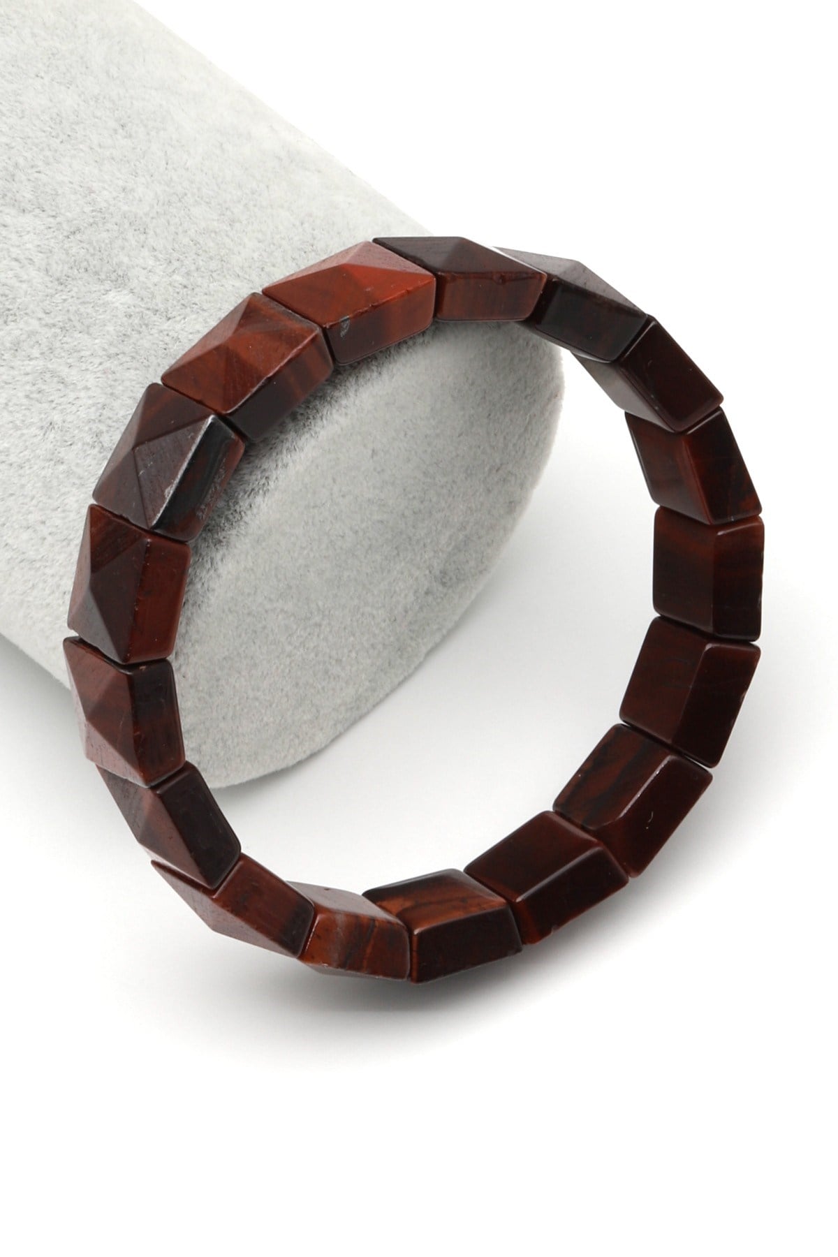 Kırmızı Kaplan Gözü Doğal Taş Bileklik 12 x 12 mm Özel Kesim - BLK-2396