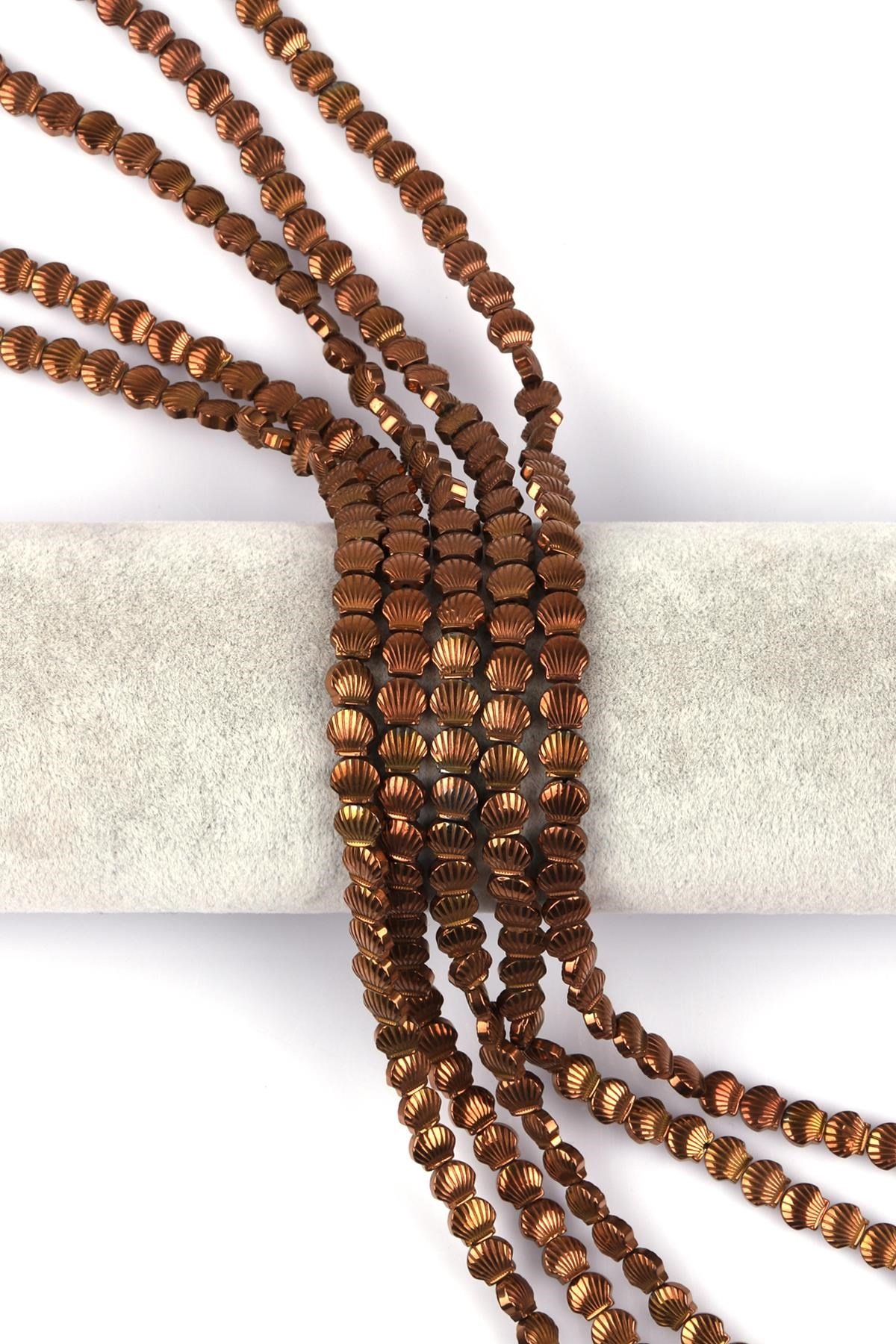 Koyu Gold Hematit Doğal Taş Dizi 6 x 3 mm Deniz Kabuğu Model