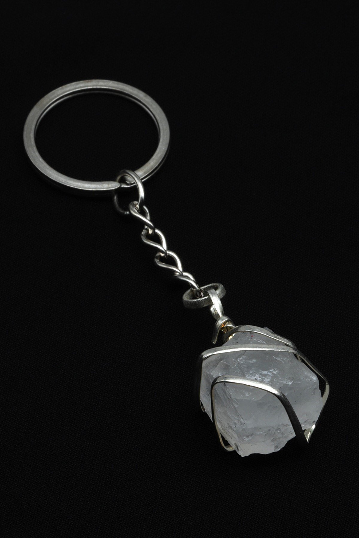 Kristal Kuvars Doğal Taş Anahtarlık - ANH-0154