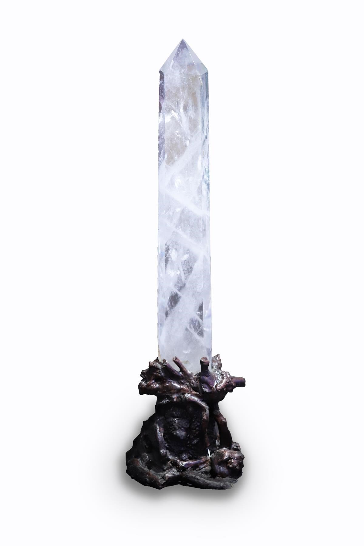 Kristal Kuvars Doğal Taş Standlı Obelisk Parça