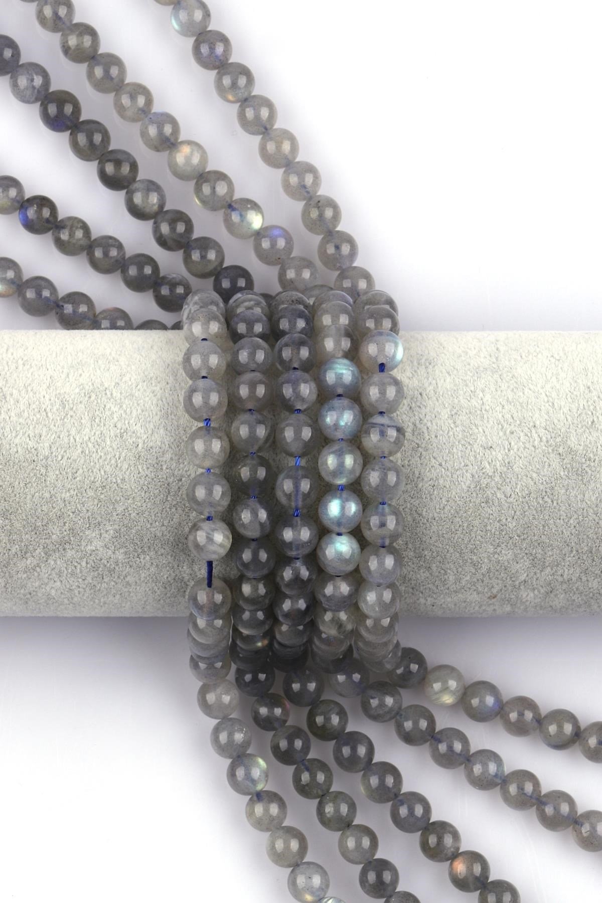 Labradorit ( A Kalite ) Doğal Taş Dizi 8 mm Küre Kesim