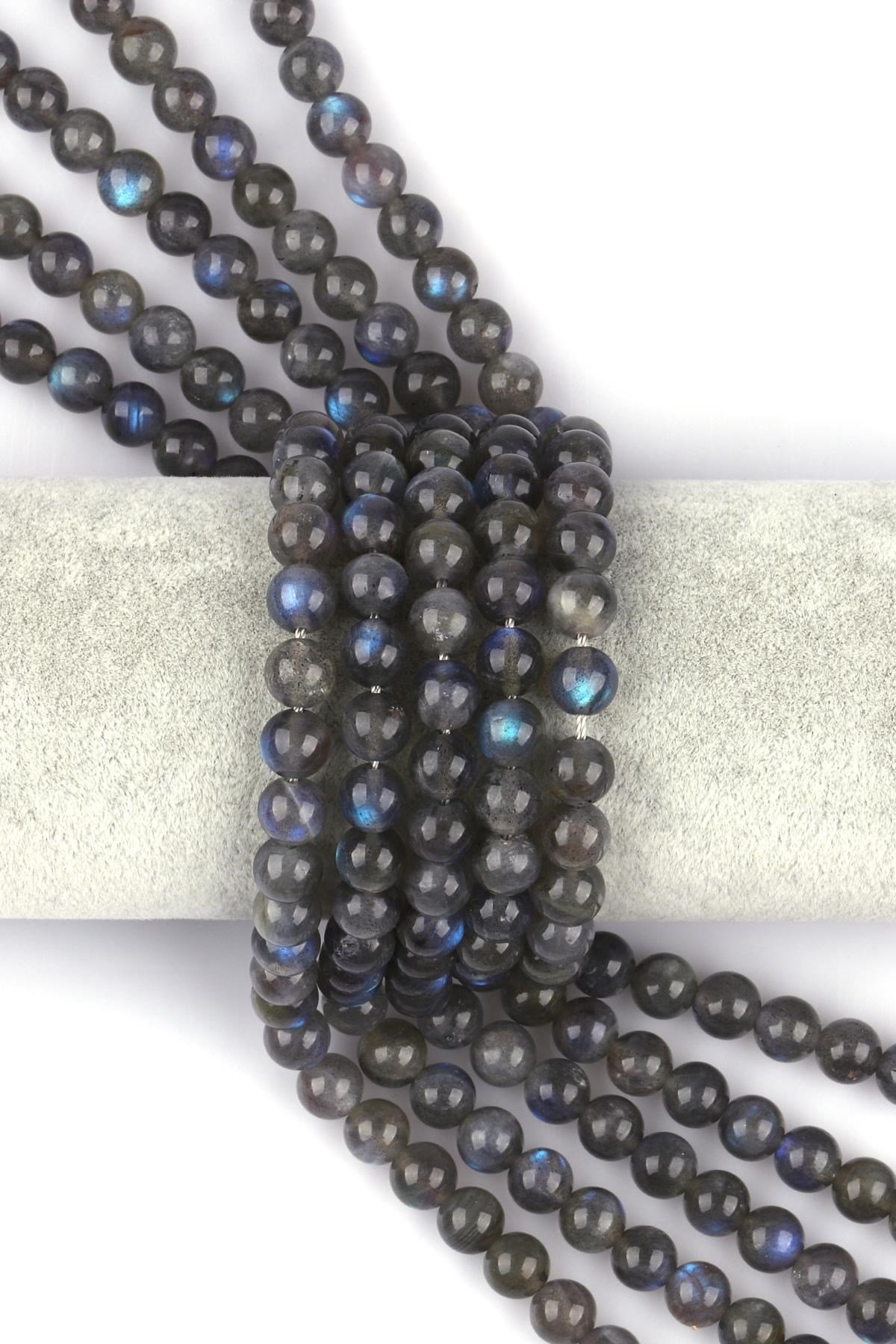 Labradorit ( AA Kalite ) Doğal Taş Dizi 8 mm Küre Kesim