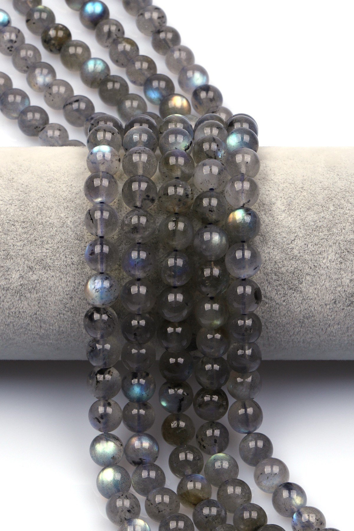 Labradorit (AA Kalite) Doğal Taş Dizi 8 mm Küre Kesim - DZ-1450