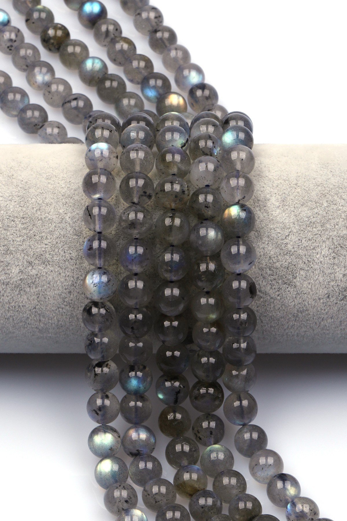 Labradorit (AA Kalite) Doğal Taş Dizi 8 mm Küre Kesim - DZ-1450
