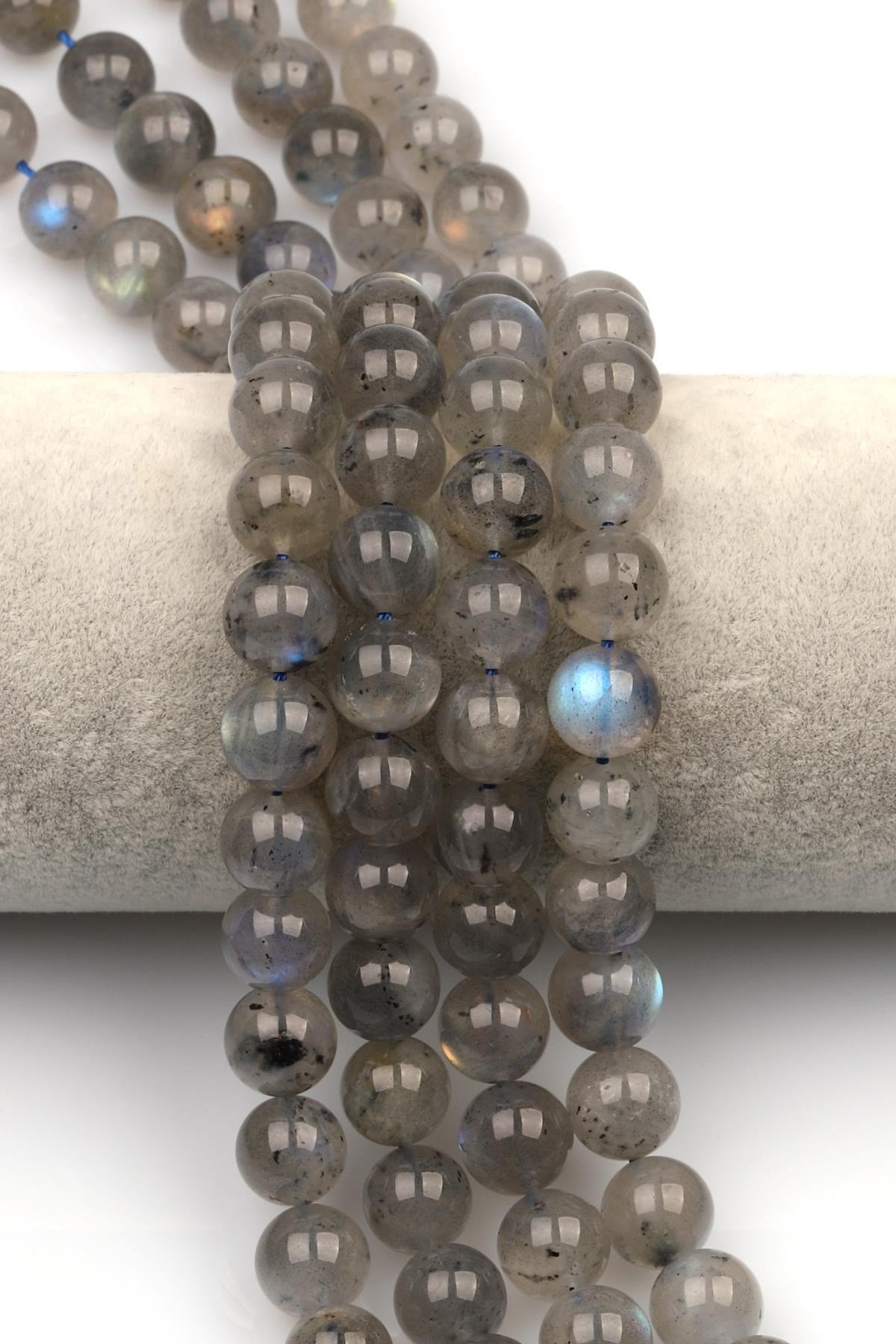 Labradorit (AA Kalite) Doğaltaş Dizi 10 mm Küre Kesim