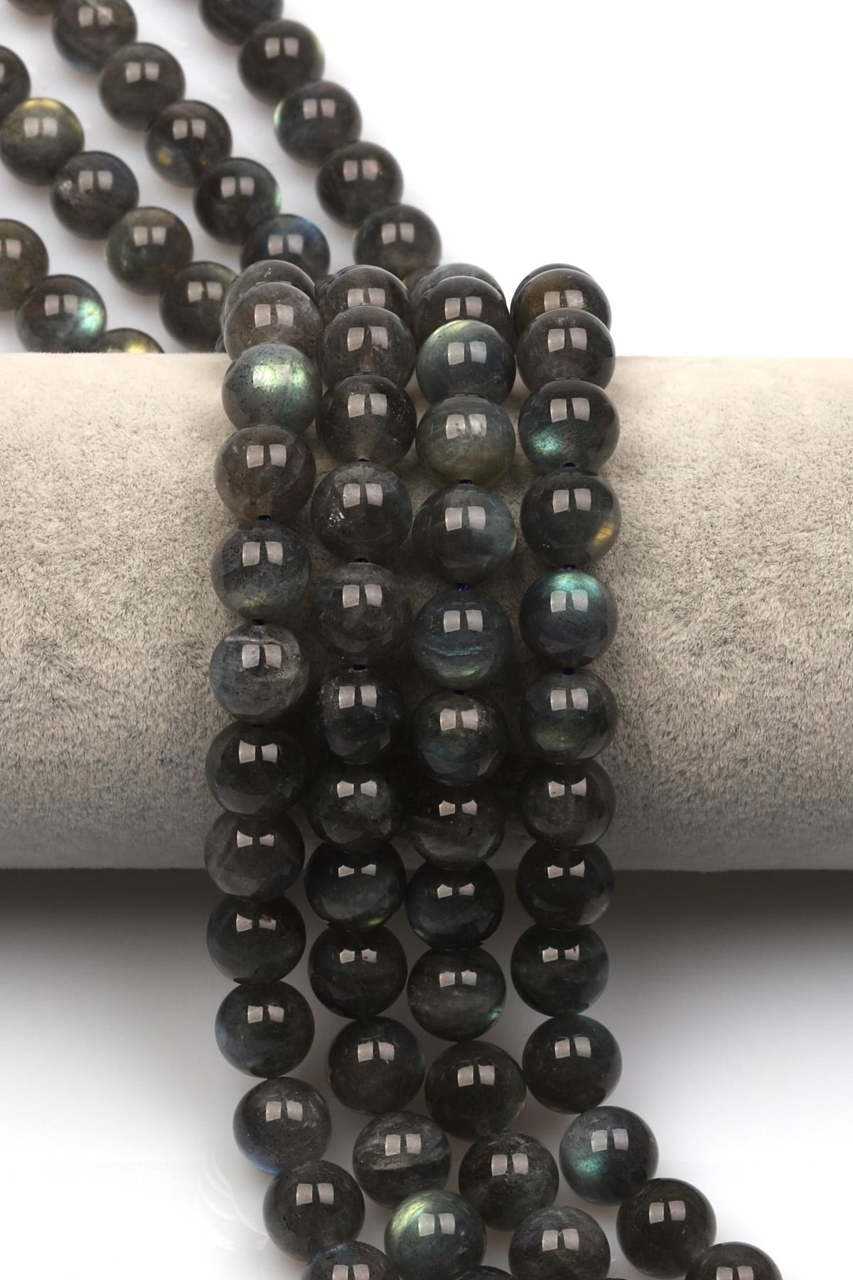 Labradorit (AAA Kalite) Doğal Taş Dizi 10 mm Küre Kesim
