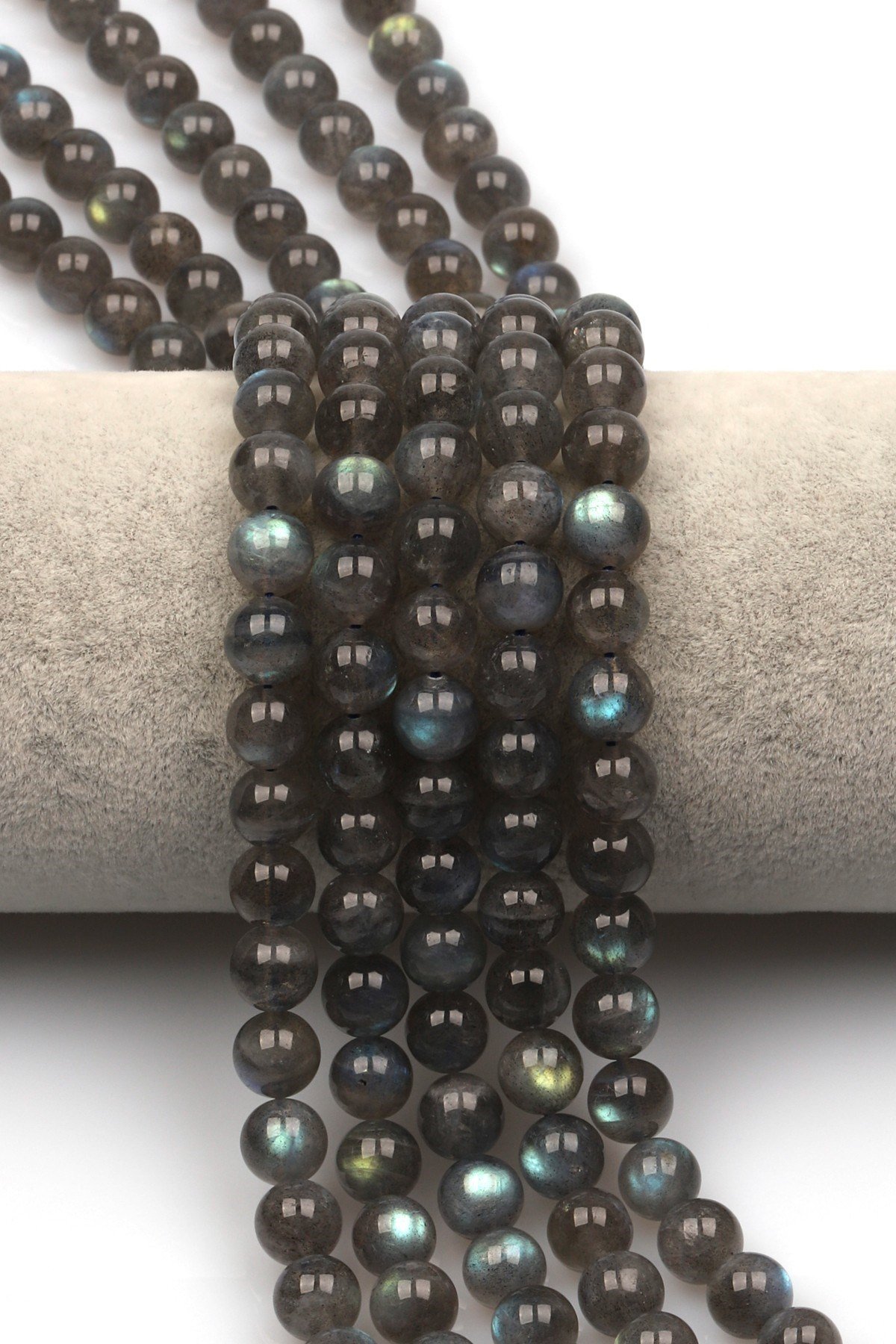 Labradorit (AAA Kalite) Doğal Taş Dizi 8 mm Küre Kesim - DZ-1110