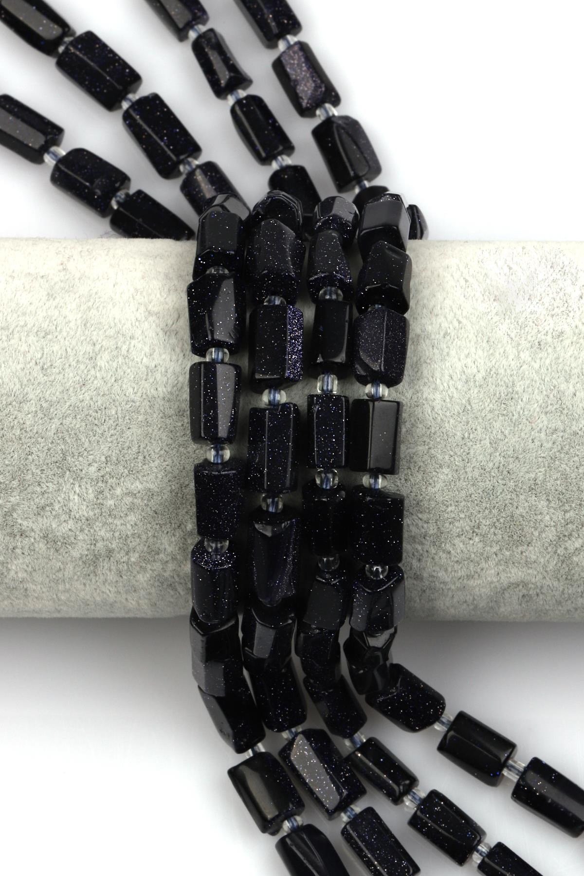 Lacivert Yıldız Taşı Dizi 7 x 12 mm Boru Kesim