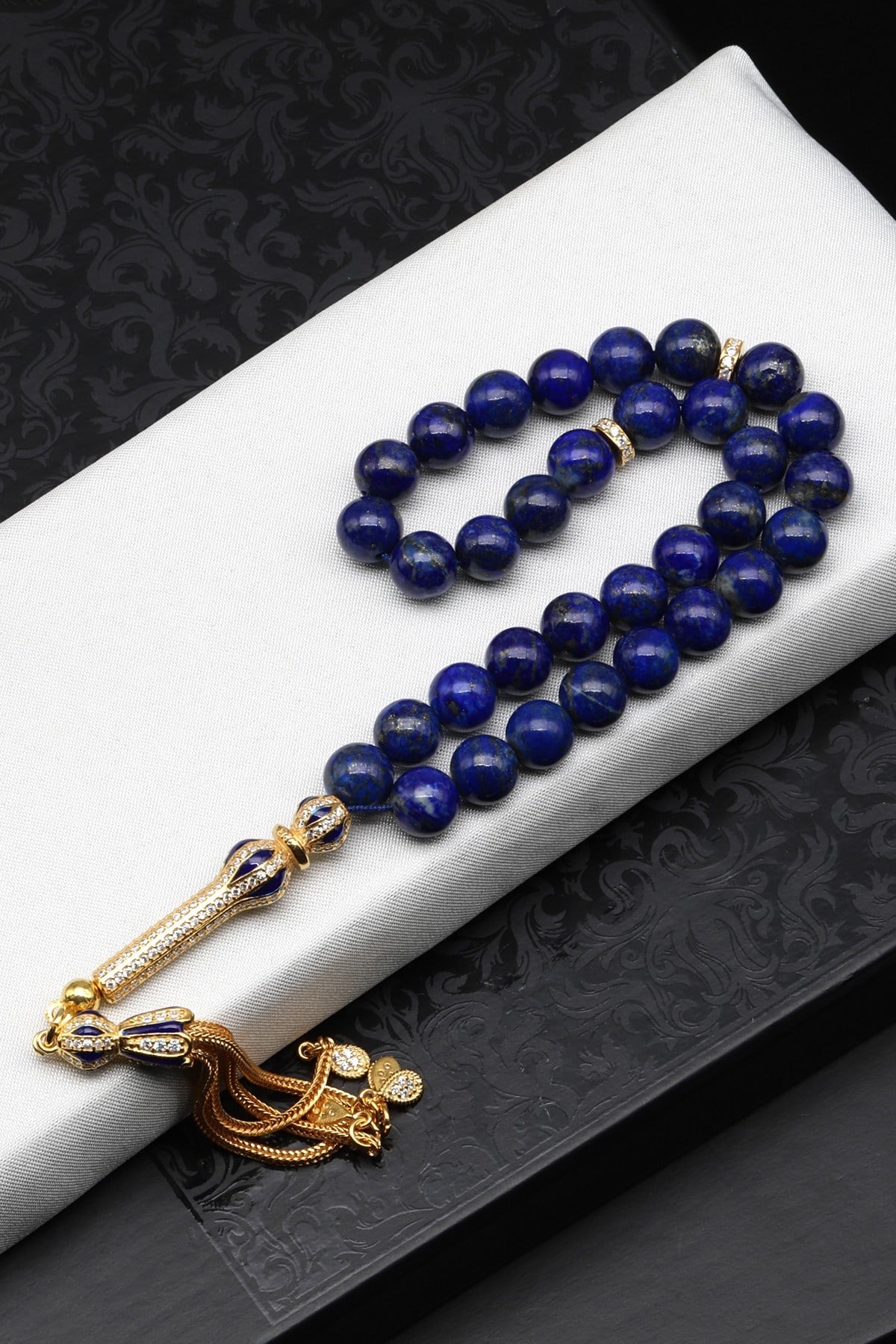 Lapis Lazuli Doğal Taş 925 Ayar Gümüş Tesbih 8 mm Küre Kesim - T-1781