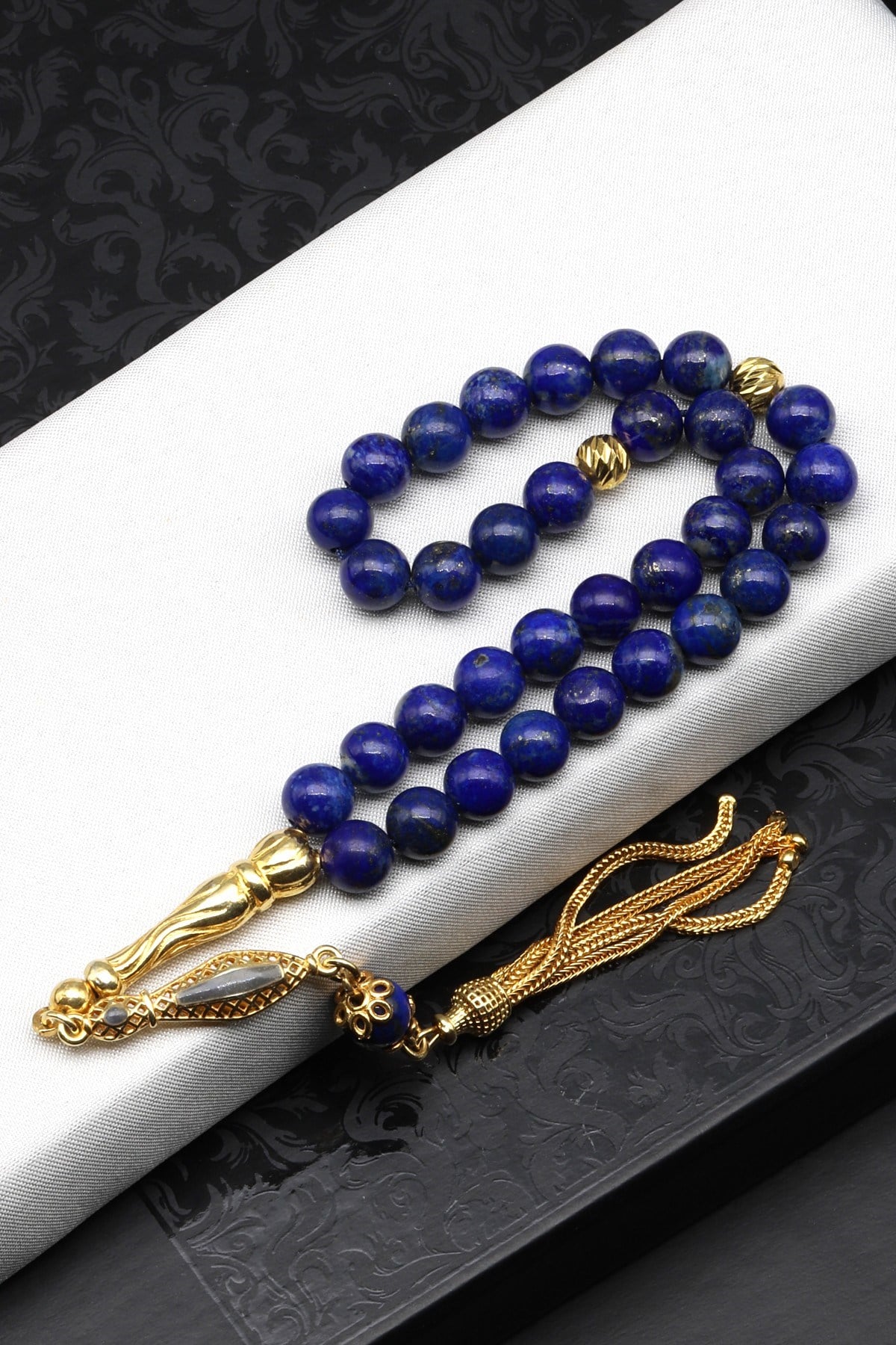 Lapis Lazuli Doğal Taş 925 Ayar Gümüş Tesbih 7 mm Küre Kesim - T-1784