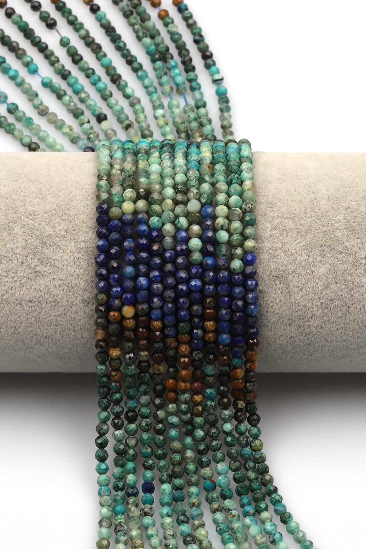 Lapis Lazuli-Krizokol Doğal Taş Dizi 3 mm Fasetli Küre Kesim - DZ-1300