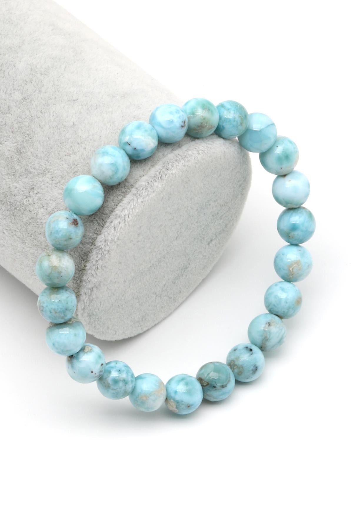 Larimar Doğal Taş Bileklik 8 mm Küre Kesim