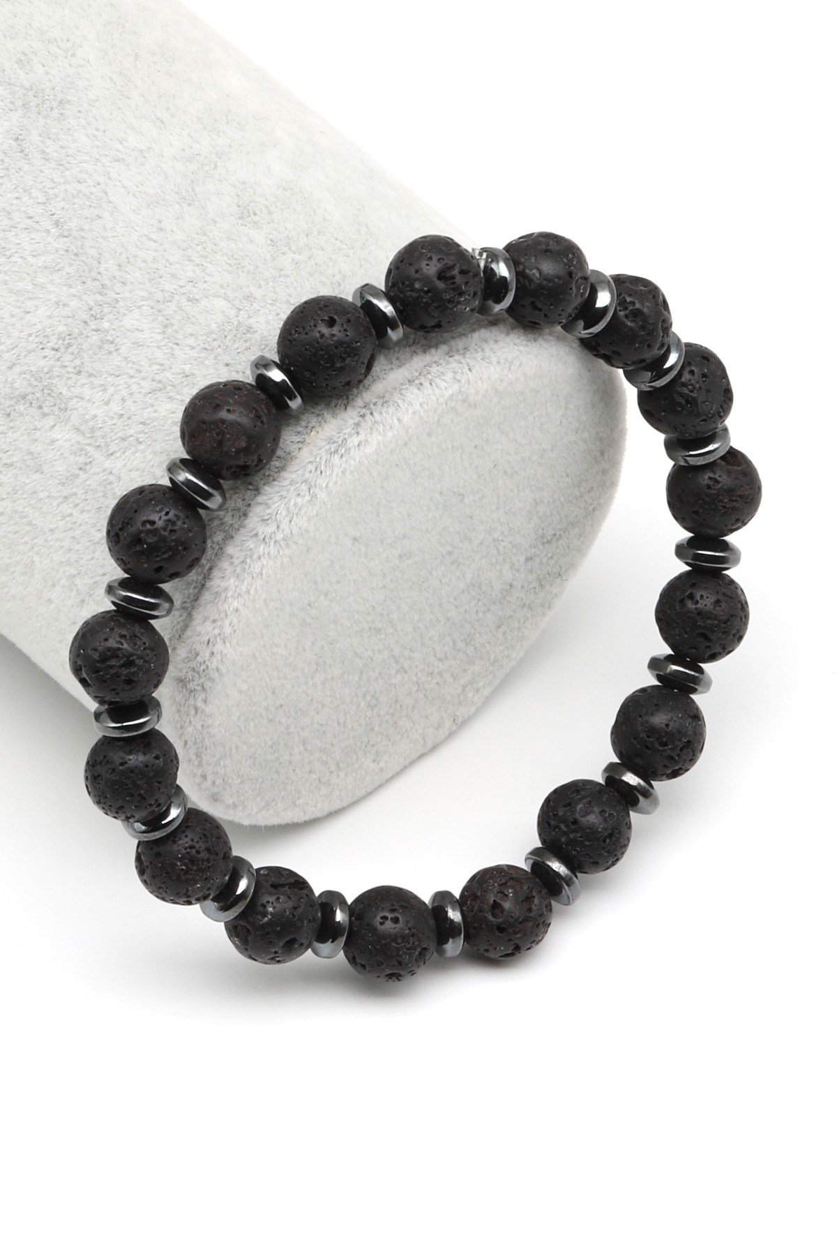 Lav-Hematit Doğal Taş Bileklik 8 mm Küre Kesim - BLK-2059