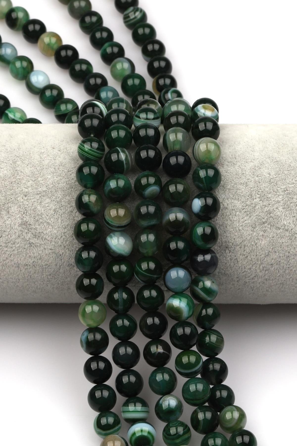 Madagaskar Akik Doğal Taş Dizi 8 mm Küre Kesim