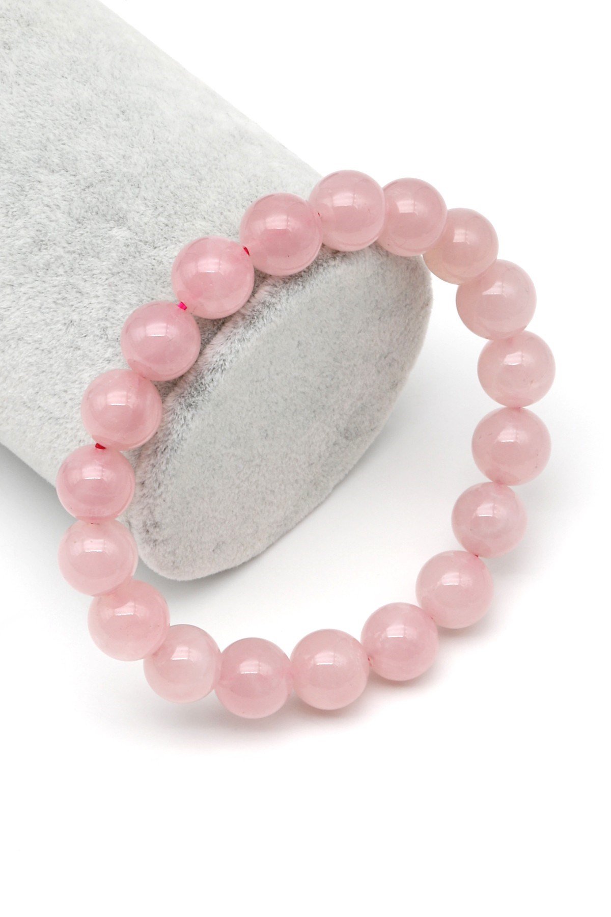 Madagaskar Pembe Kuvars Doğal Taş Bileklik 10 mm Küre Kesim - BLK-2339