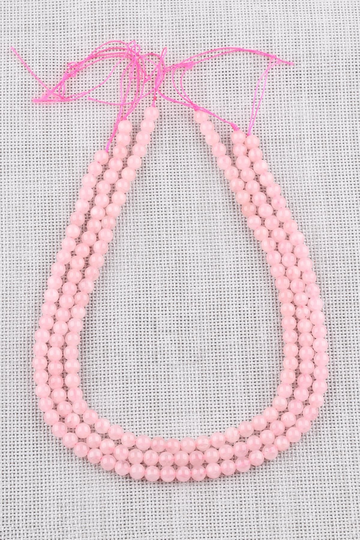 Madagaskar Pembe Kuvars Doğal Taş Dizi 6 mm Küre Kesim