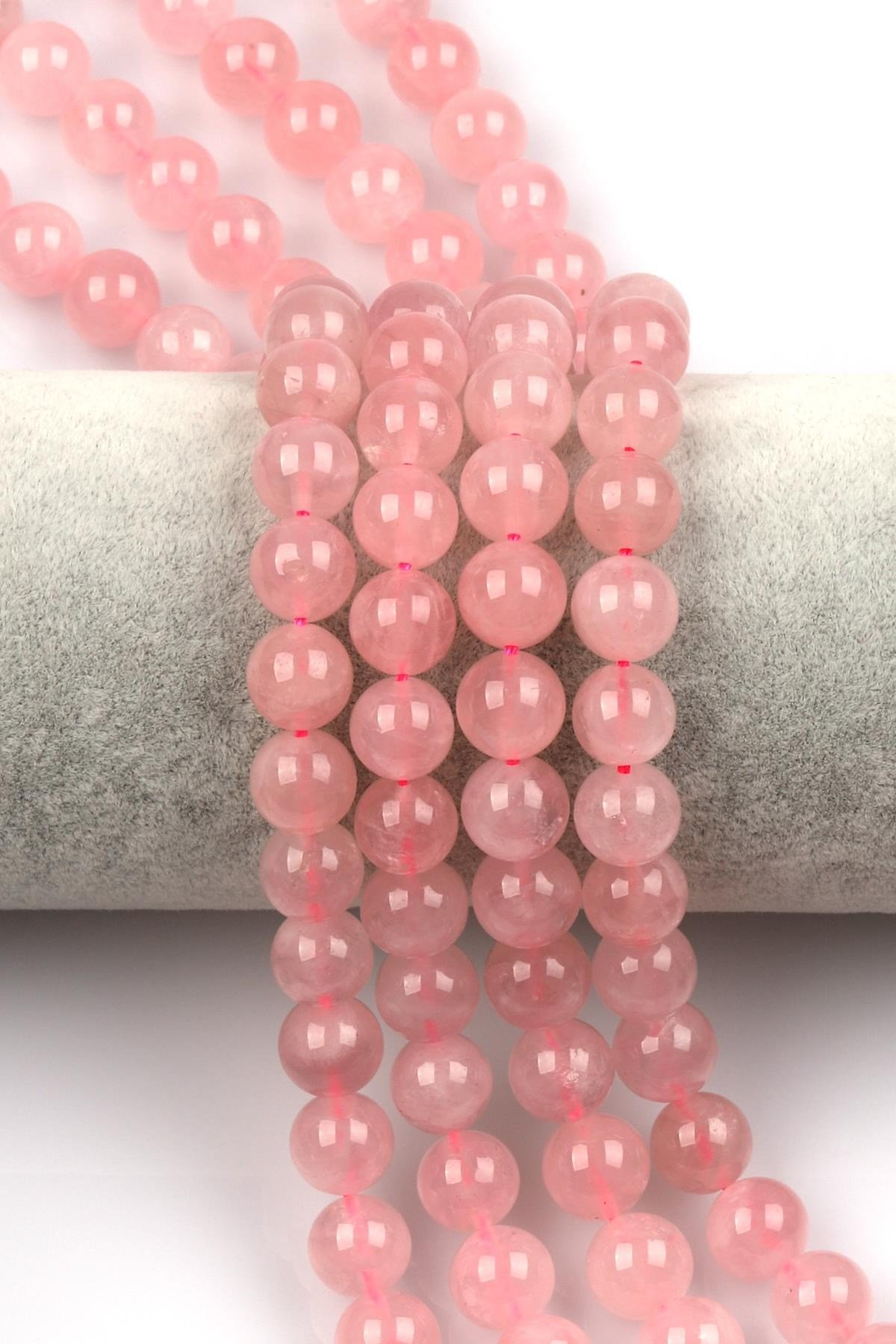 Madagaskar Pembe Kuvars Doğal Taş Dizi 10 mm Küre Kesim