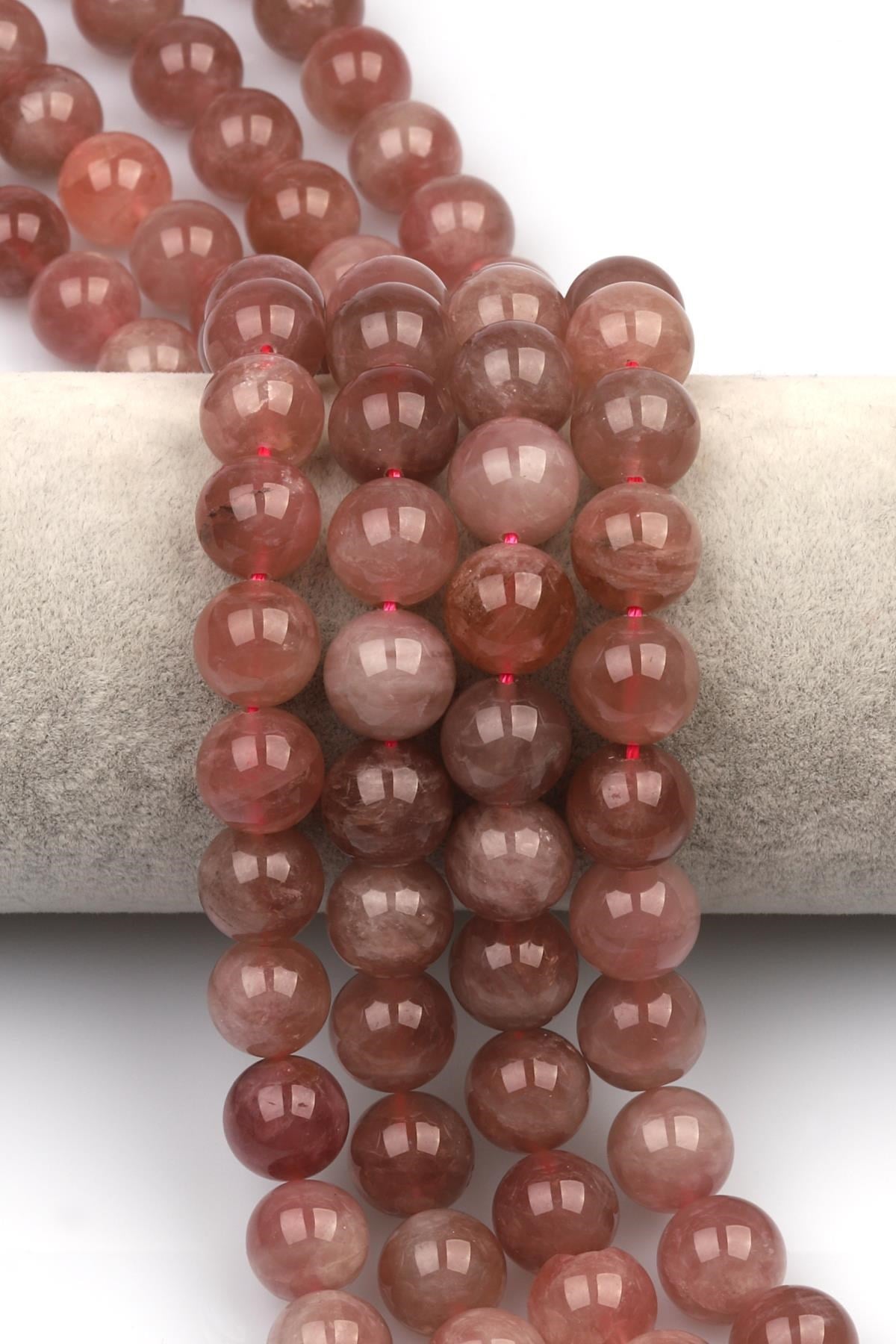 Madagaskar Pembe Kuvars Doğaltaş Dizi 12 mm Küre Kesim