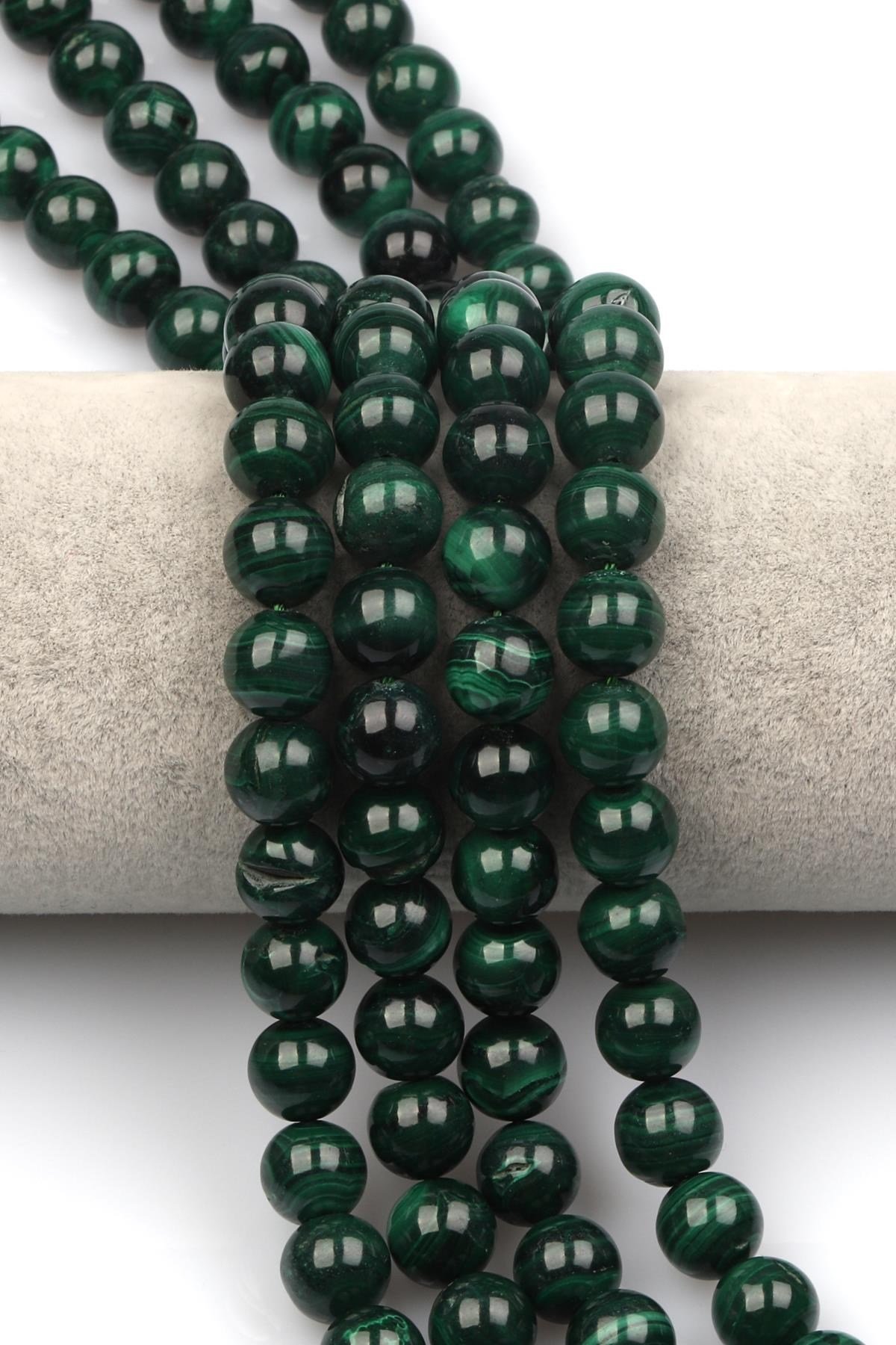 Malakit ( AB Kalite ) Doğaltaş Dizi 10 mm Küre Kesim