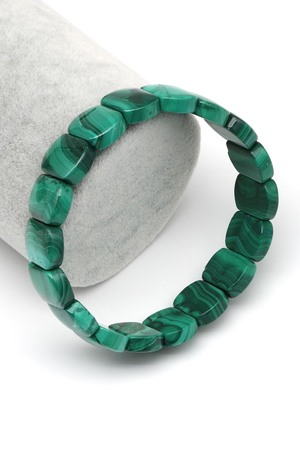 Malakit Doğal Taş Bileklik 10 x 14 mm Özel Kesim
