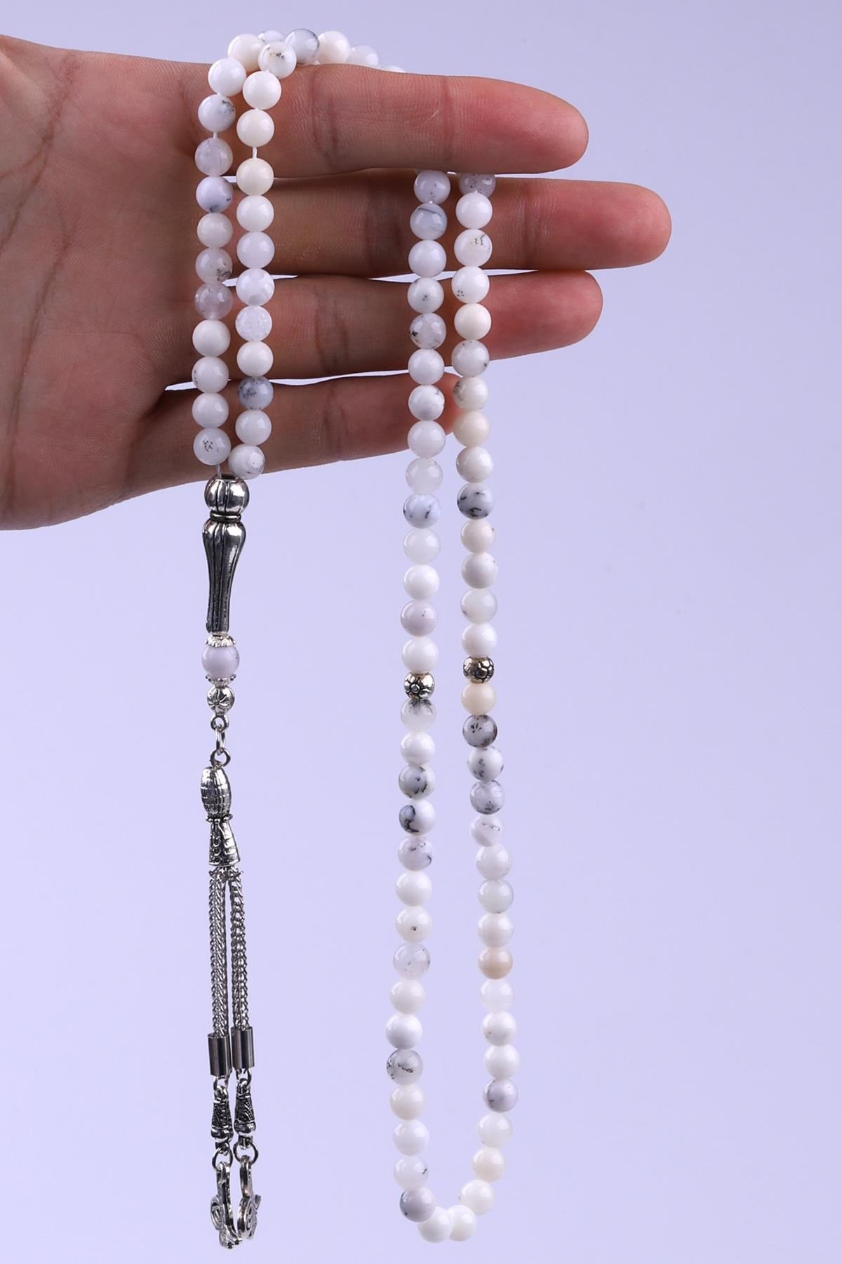 Merlinite Opal Doğal Taş 99'Lu Tesbih 6 mm Küre Kesim