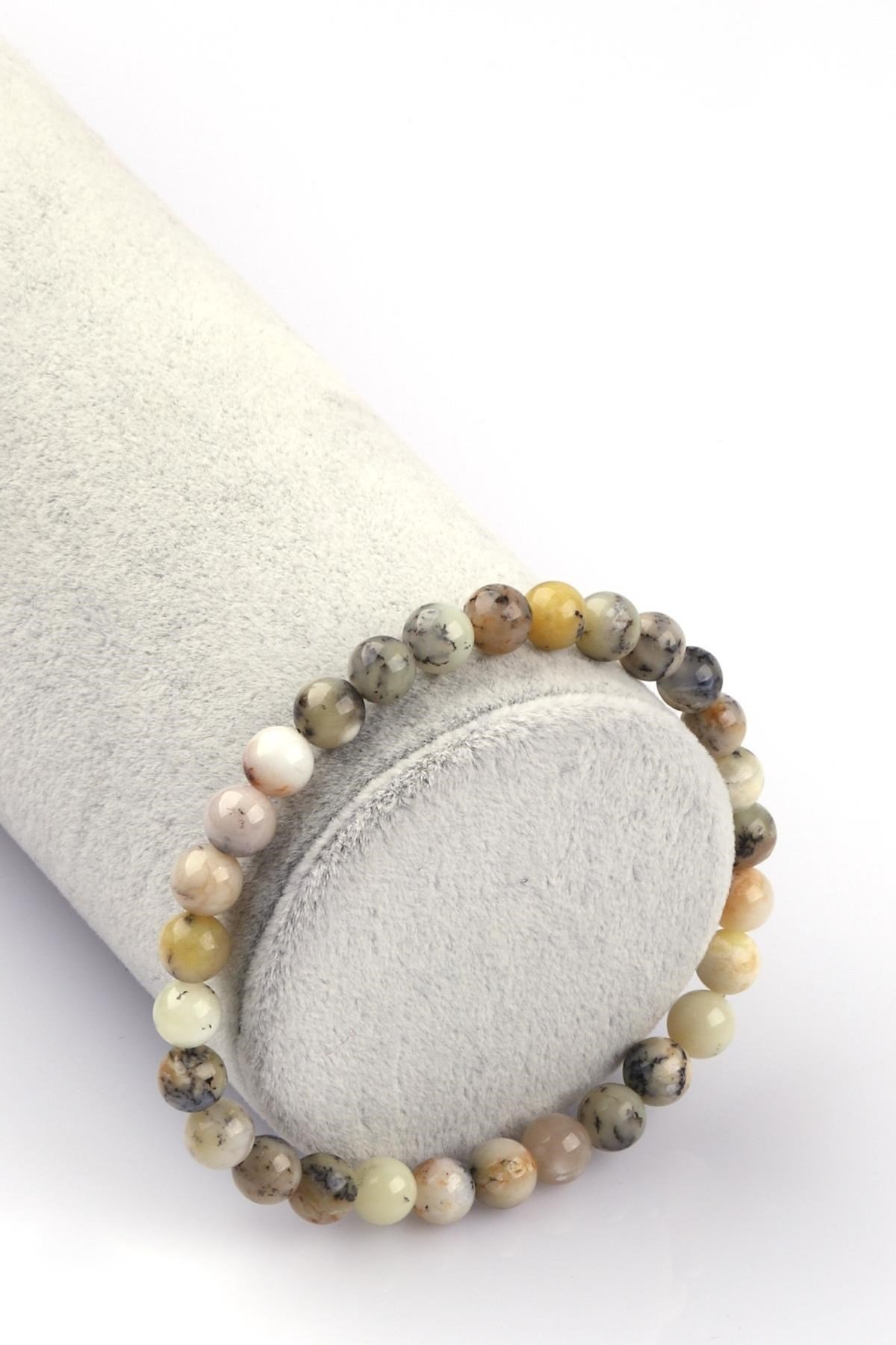 Merlinite Opal Doğal Taş Bileklik 6mm Küre Kesim