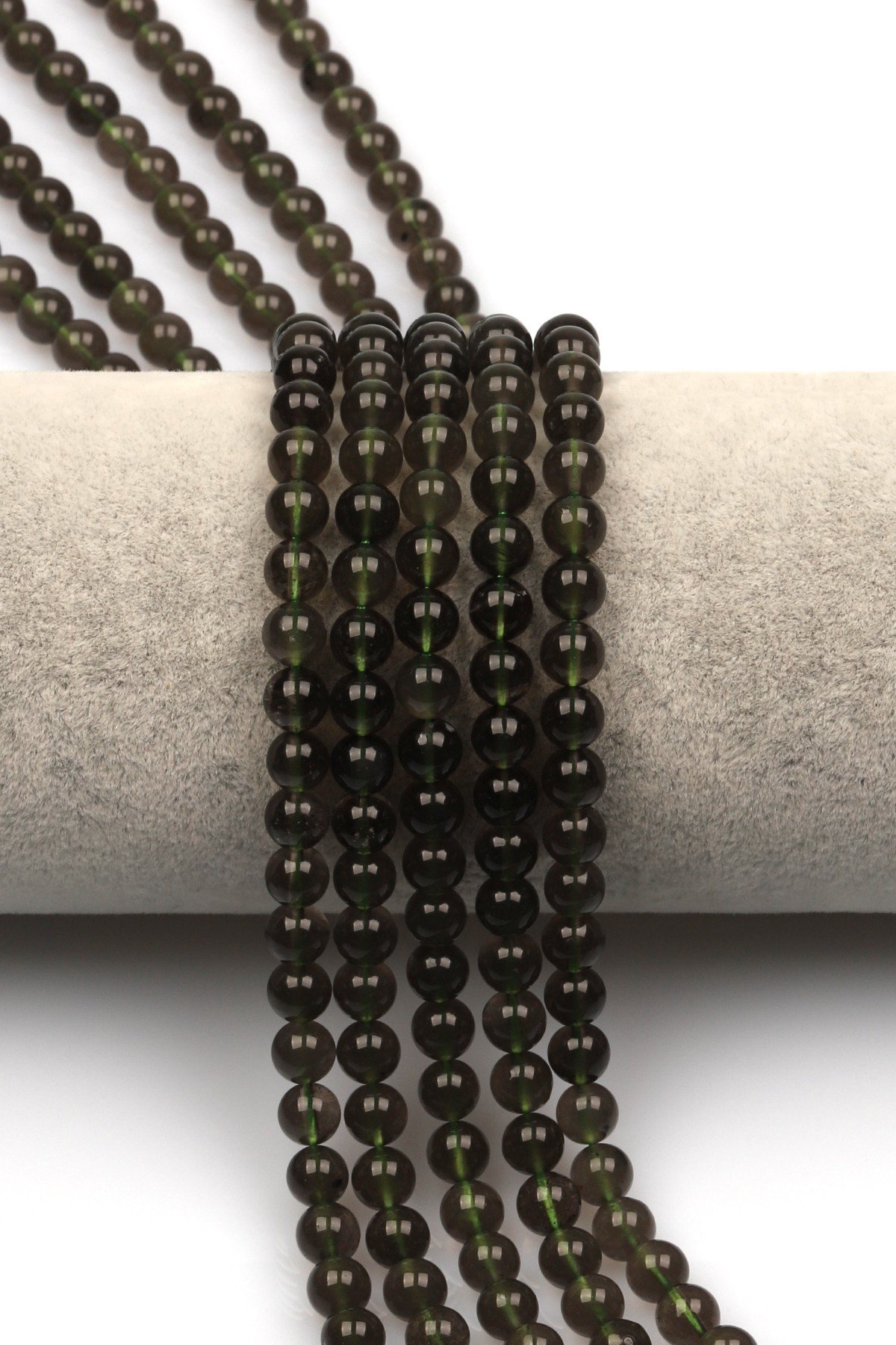 Moldavit Doğal Taş Dizi 6 mm Küre Kesim - DZ-1028