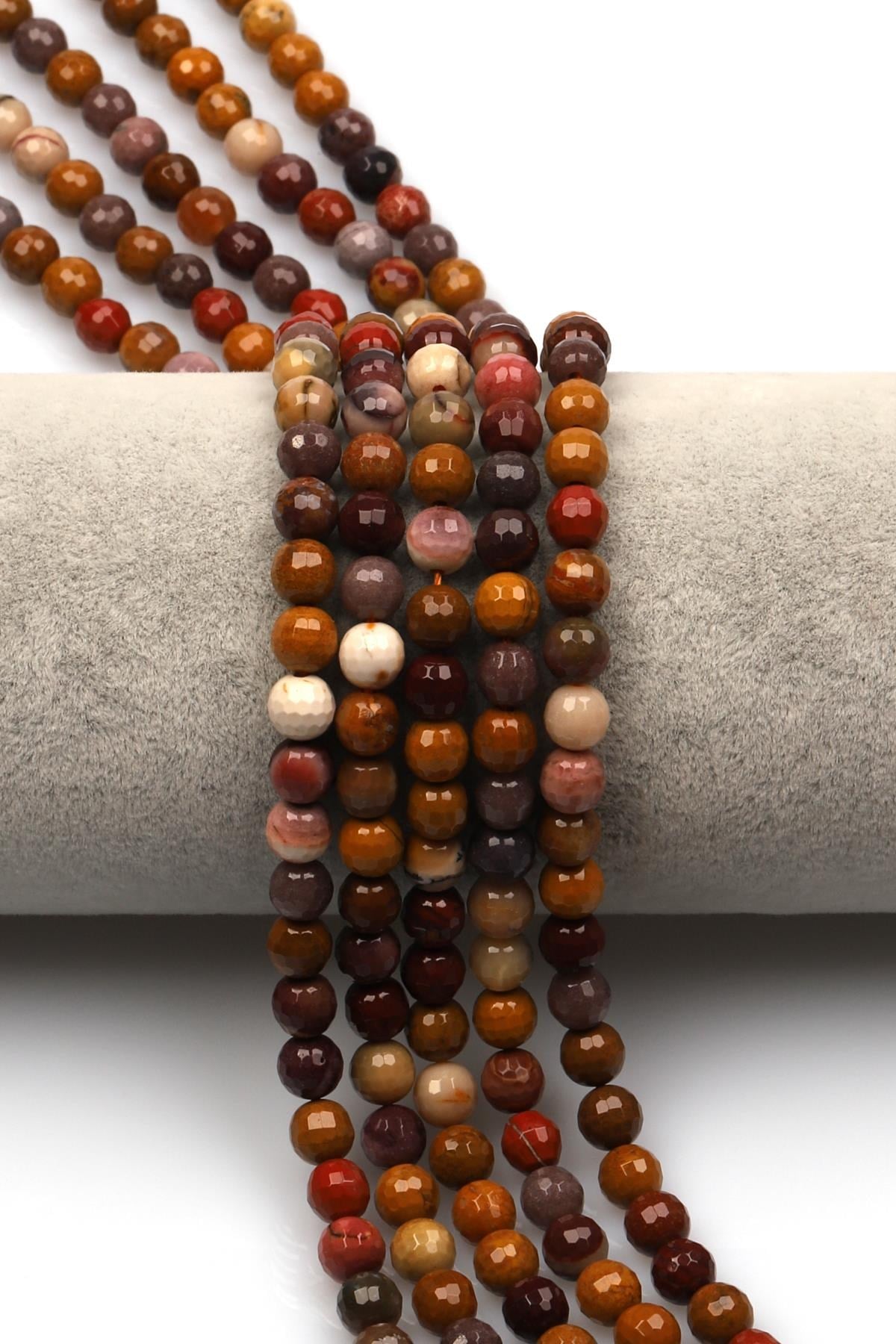 Mookaite Jasper Doğal Taş Dizi 6 mm Fasetli Küre Kesim