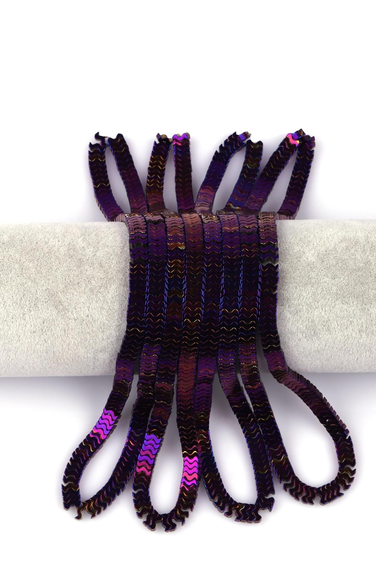 Mor Hematit Doğal Taş Dizi 7 x 1 mm W Kesim