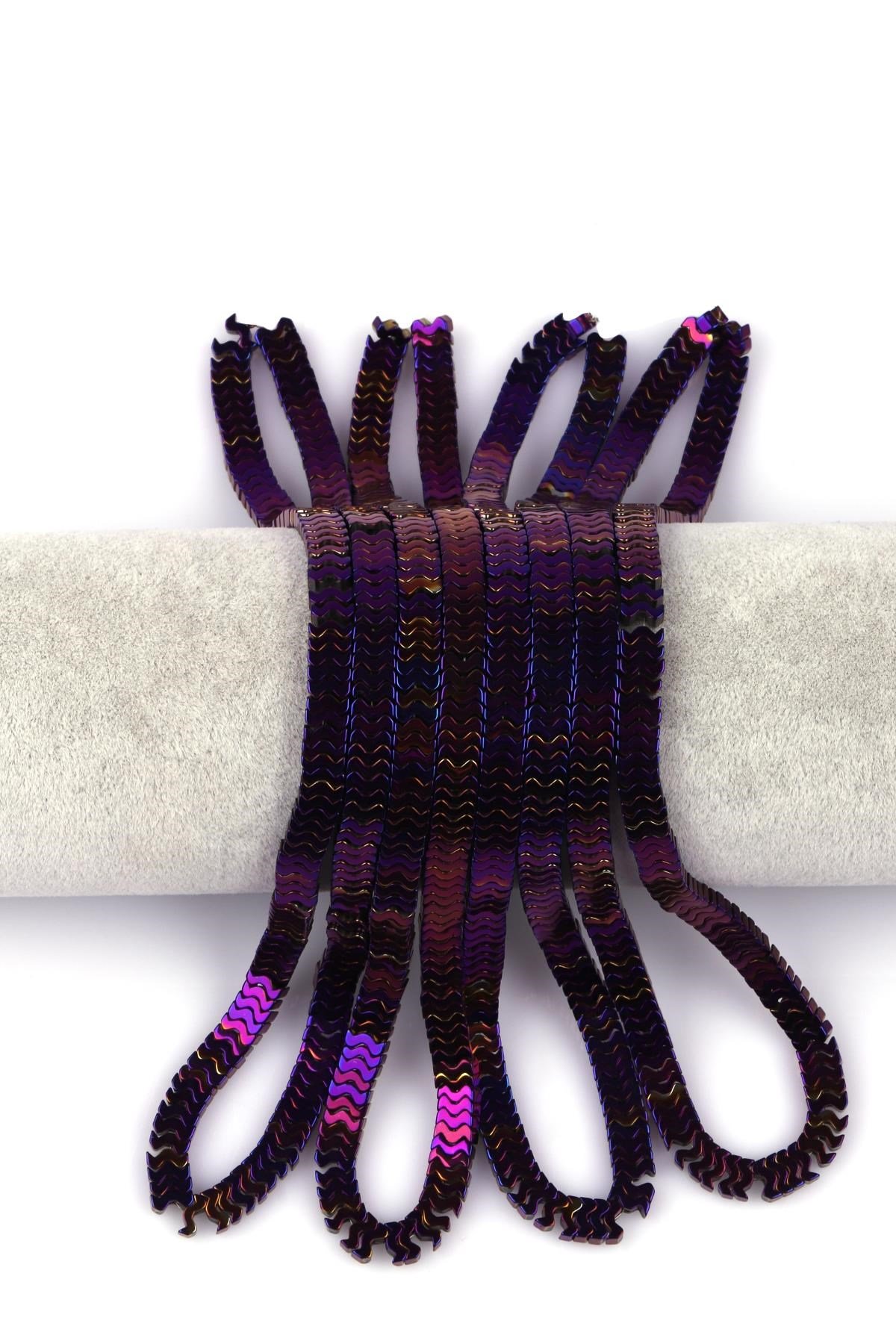 Mor Hematit Doğal Taş Dizi 7 x 1 mm W Kesim