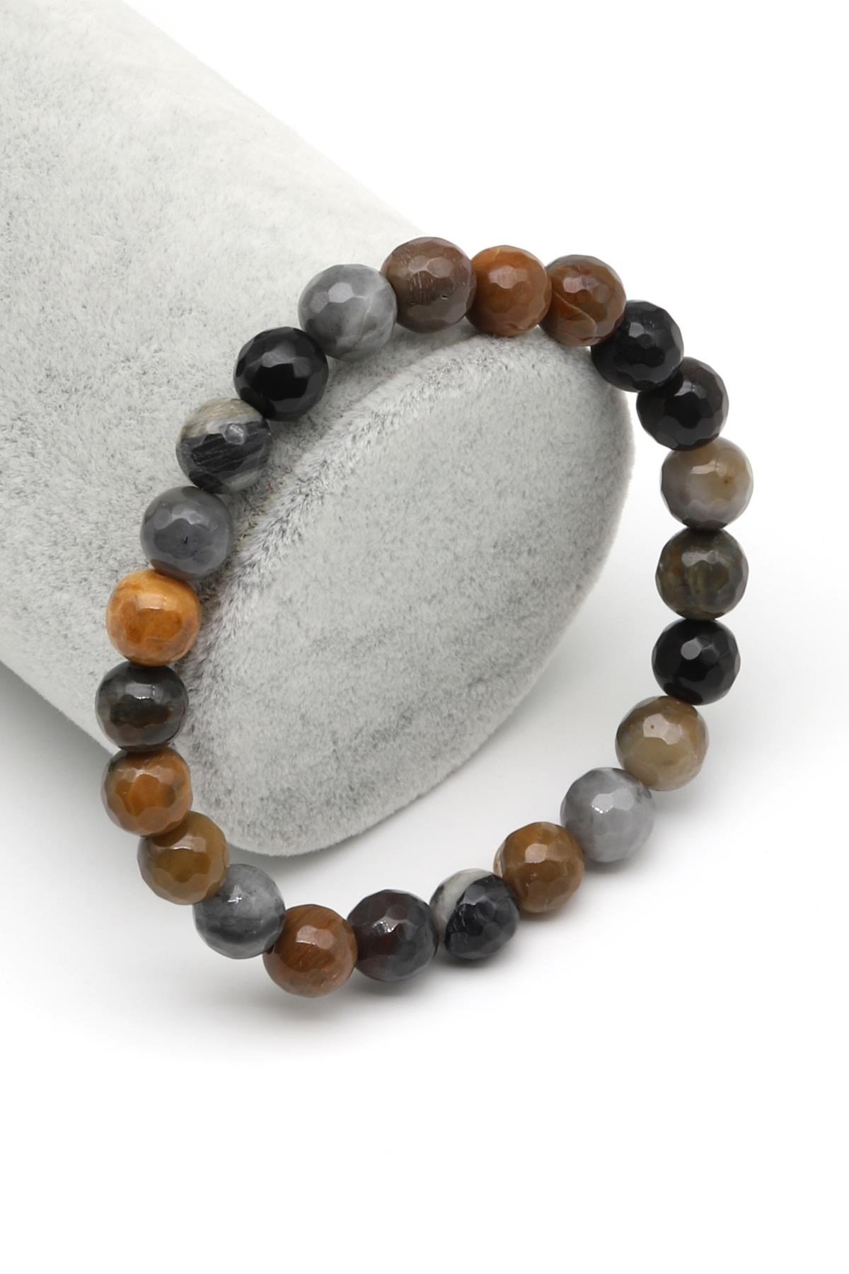 Ocean Jasper Doğal Taş Bileklik 8 mm Fasetli Küre Kesim