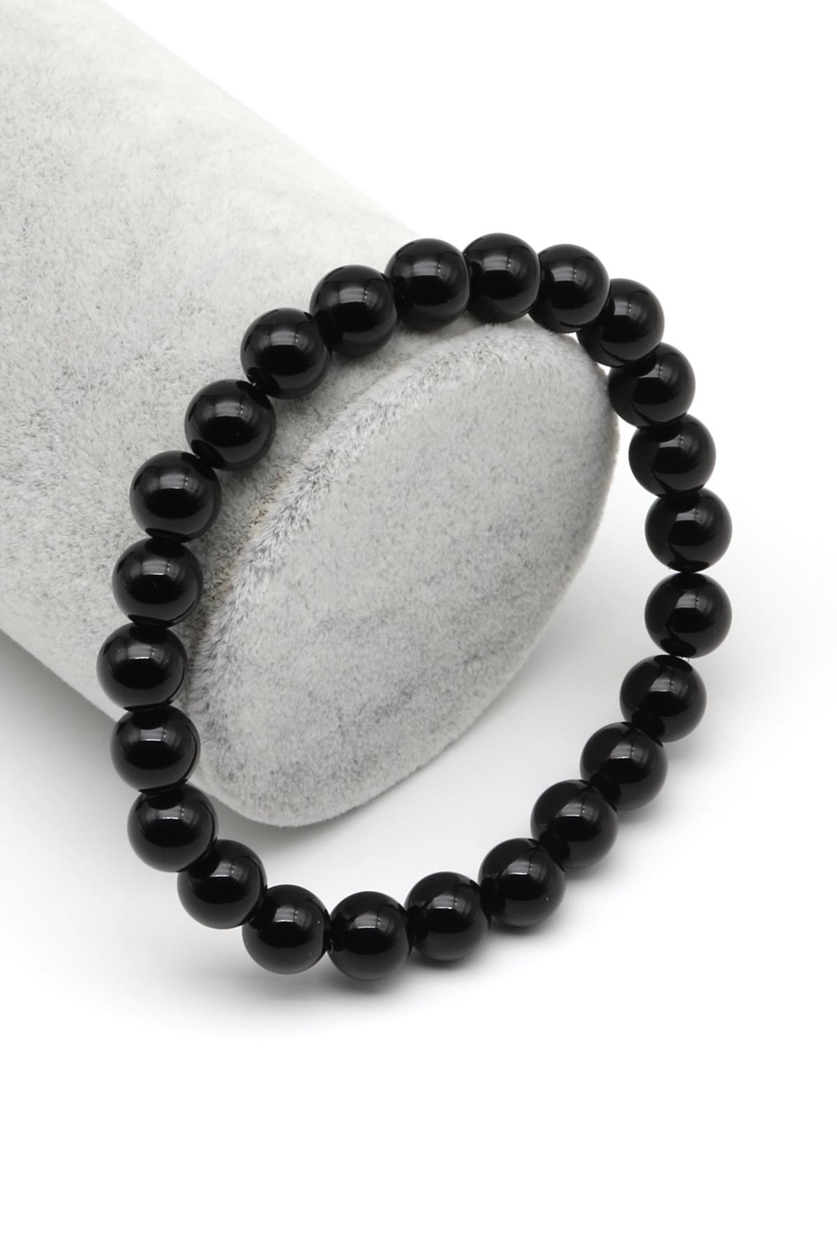 Oniks Doğal Taş Bileklik 8 mm Küre Kesim