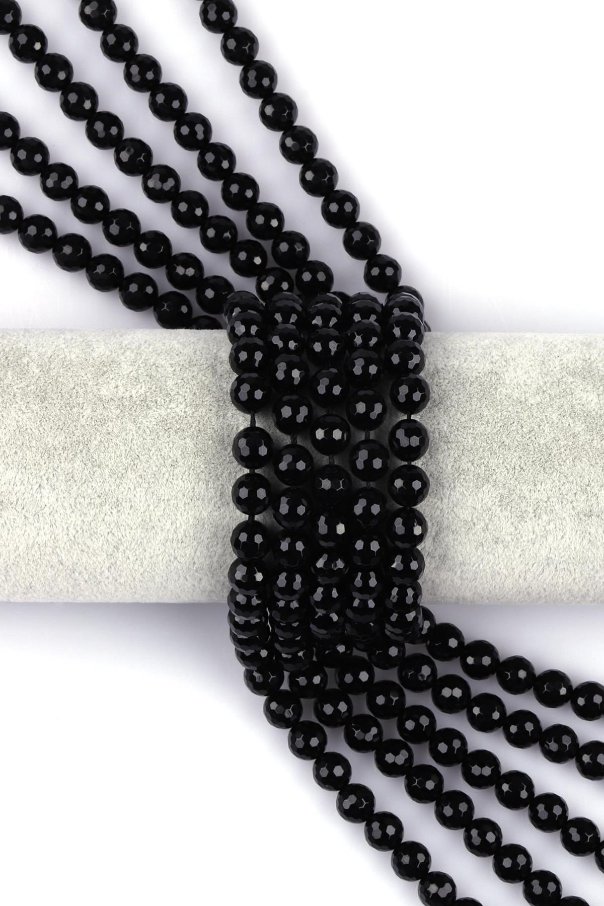 Oniks Doğal Taş Dizi 8 mm Fasetli Küre Kesim