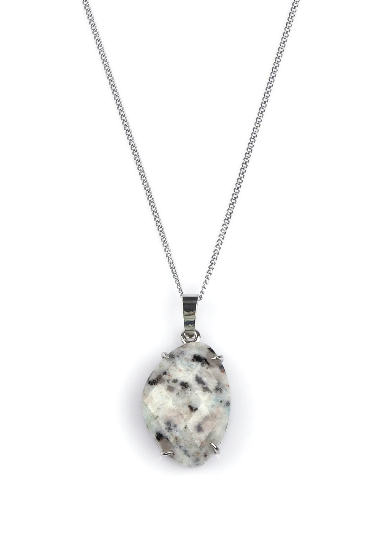 Opalit Doğal Taş Gümüş Renkli Kolye