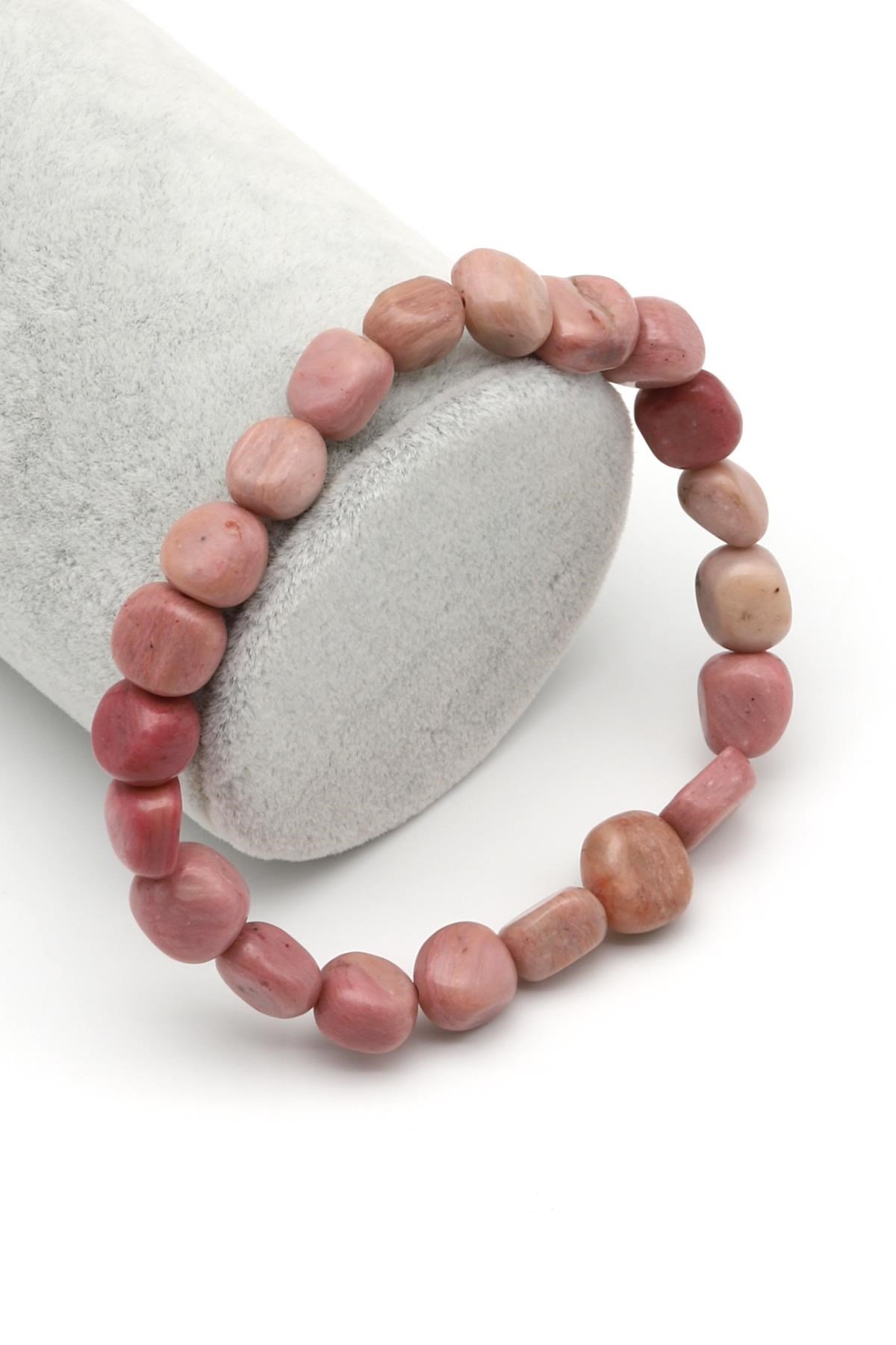 Pembe Jasper Doğal Taş Bileklik 7 x 9 mm Özel Kesim