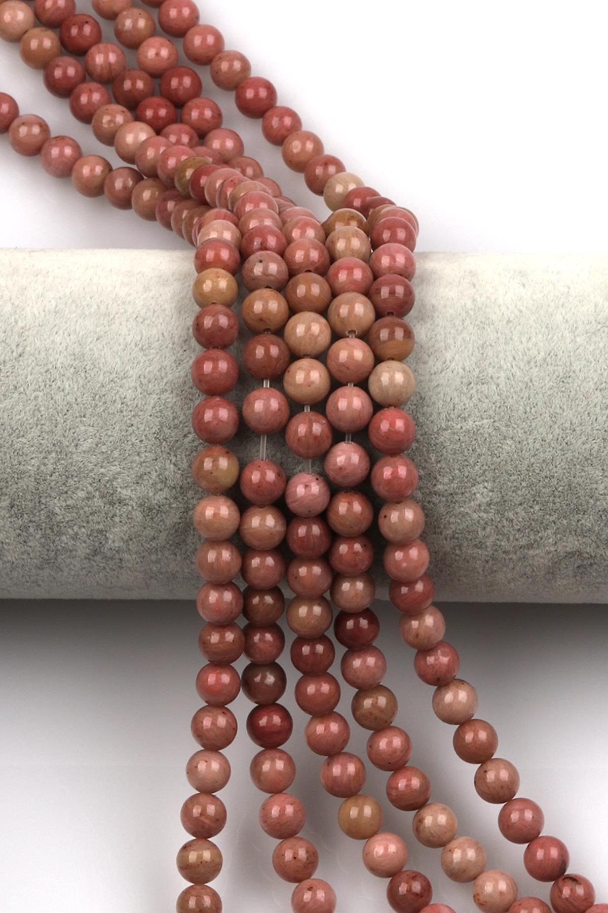 Pembe Jasper Doğal Taş Dizi 6 mm Küre Kesim