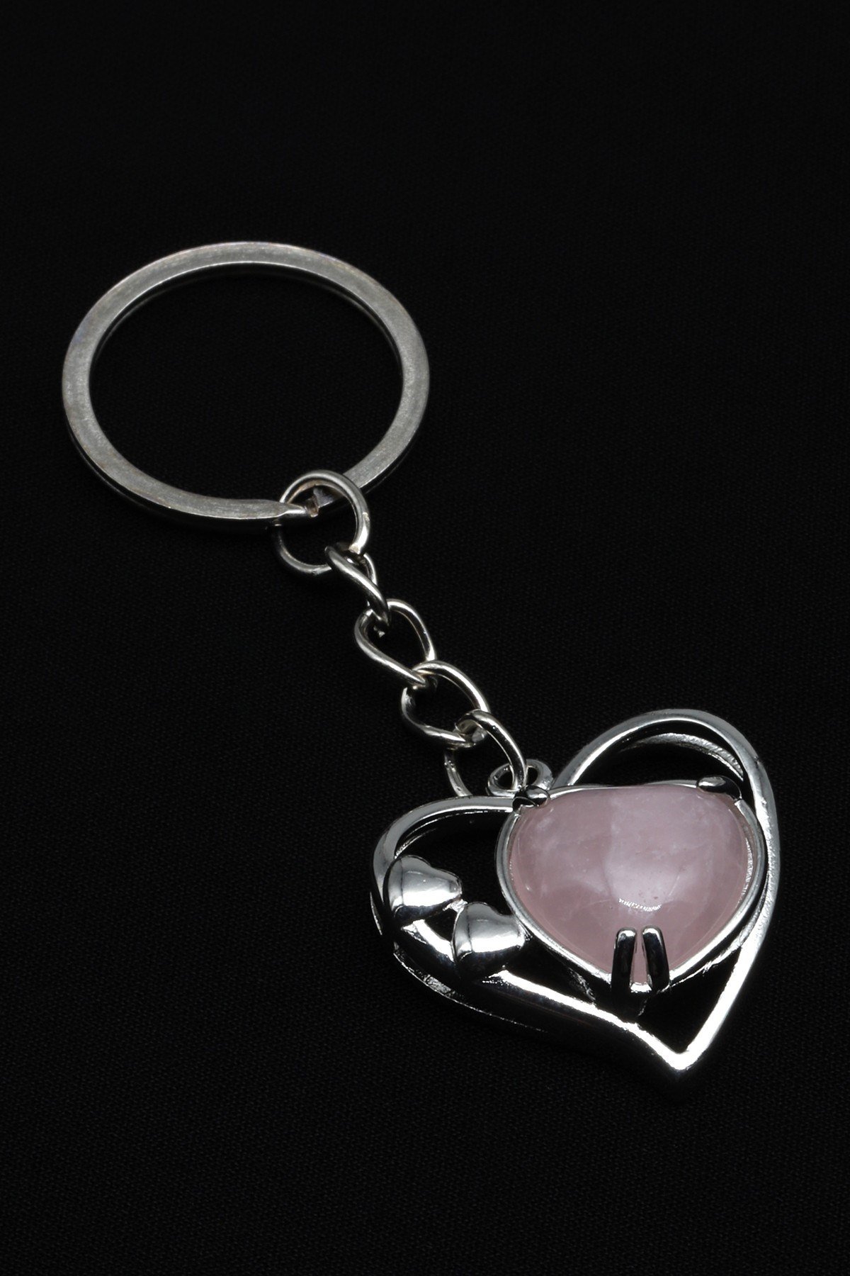 Pembe Kuvars Doğal Taş Anahtarlık - ANH-0182