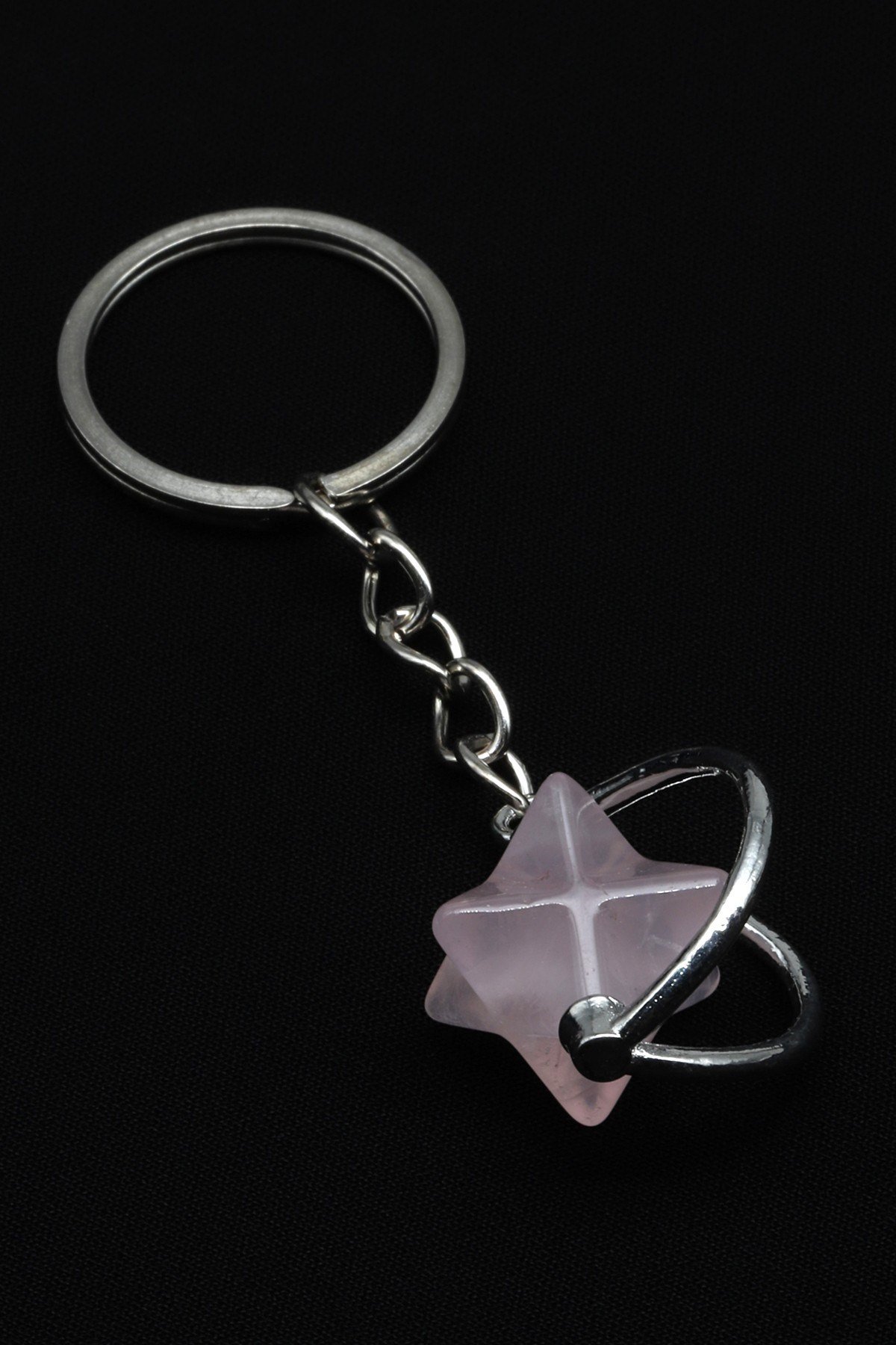 Pembe Kuvars Doğal Taş Anahtarlık - ANH-0146