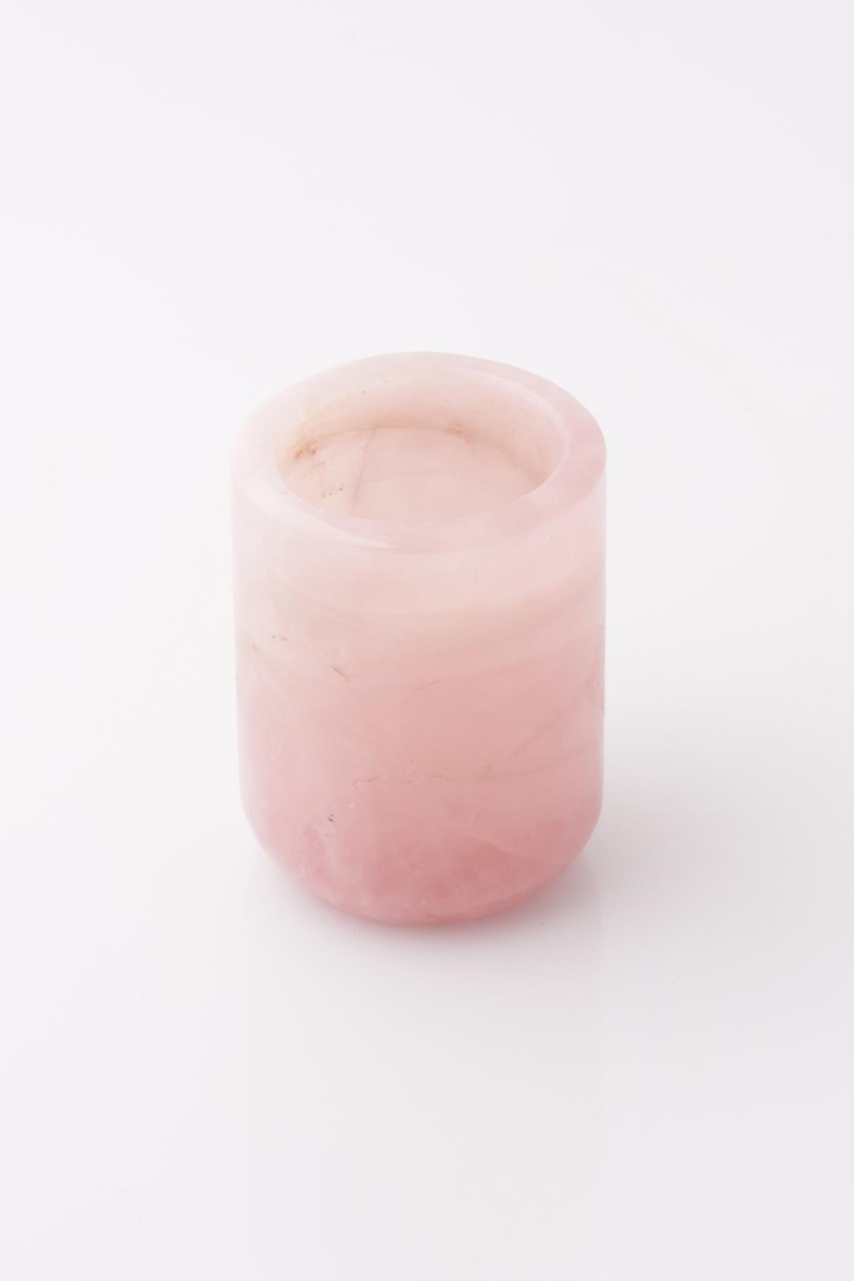 Pembe Kuvars Doğal Taş Bardak