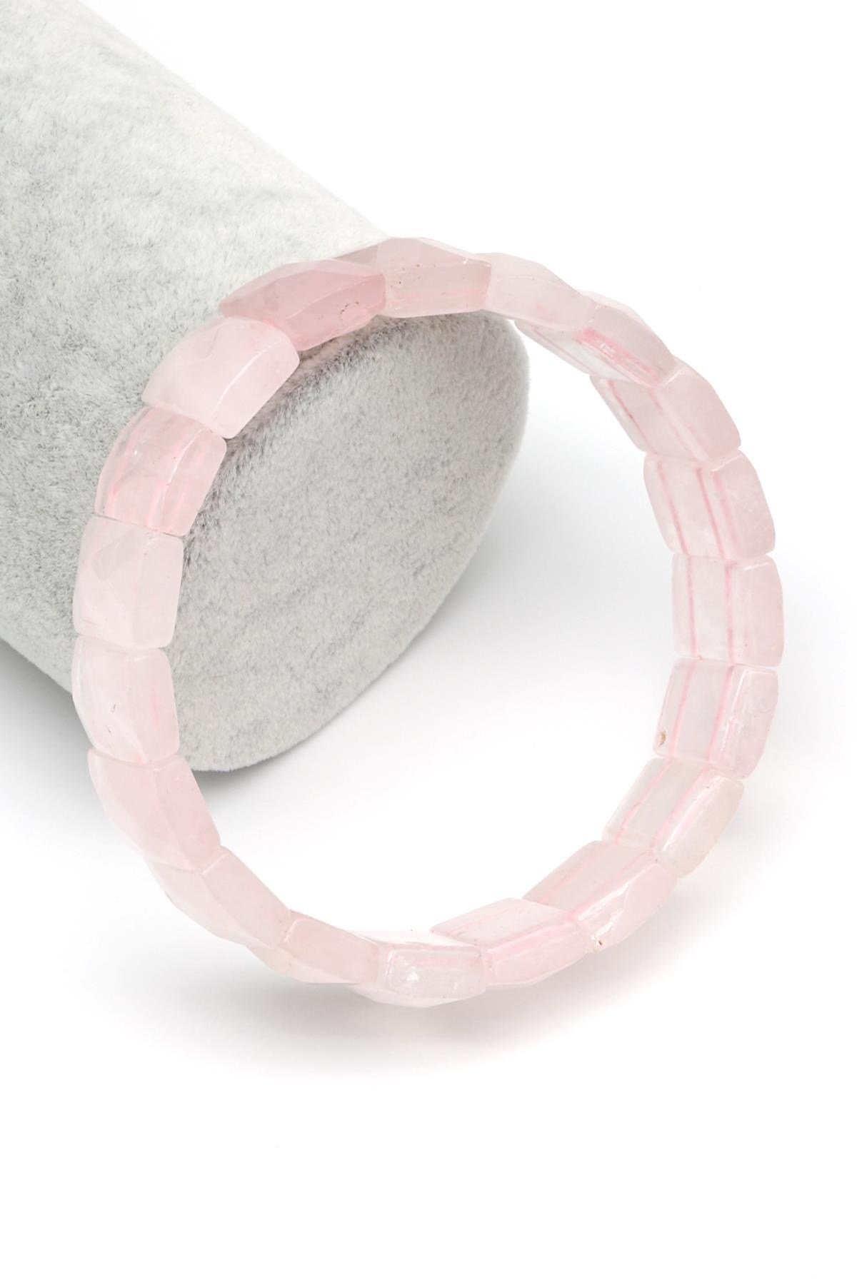 Pembe Kuvars Doğal Taş Bileklik 11 x 15 mm Özel Kesim