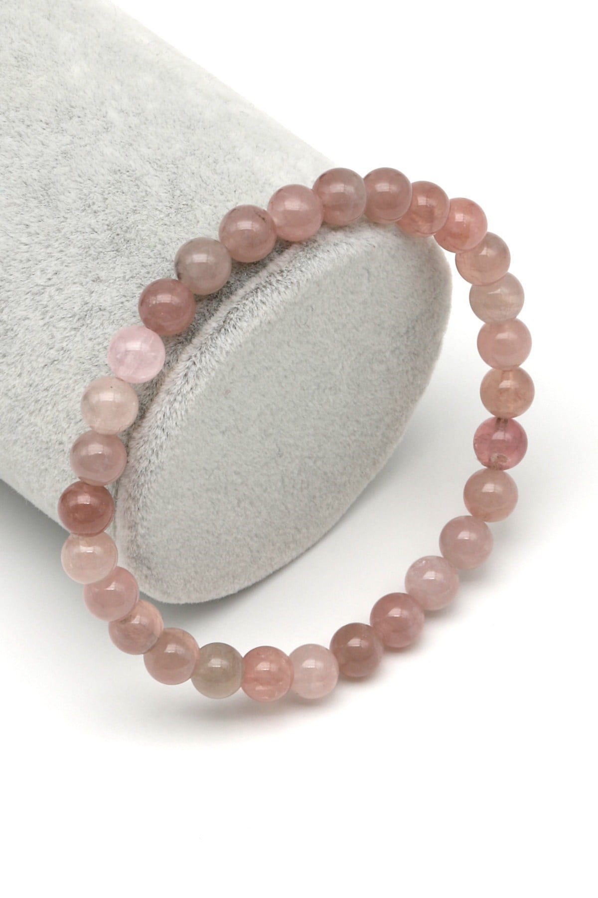 Pembe Kuvars Doğal Taş Bileklik 6 mm Küre Kesim - BLK-2255