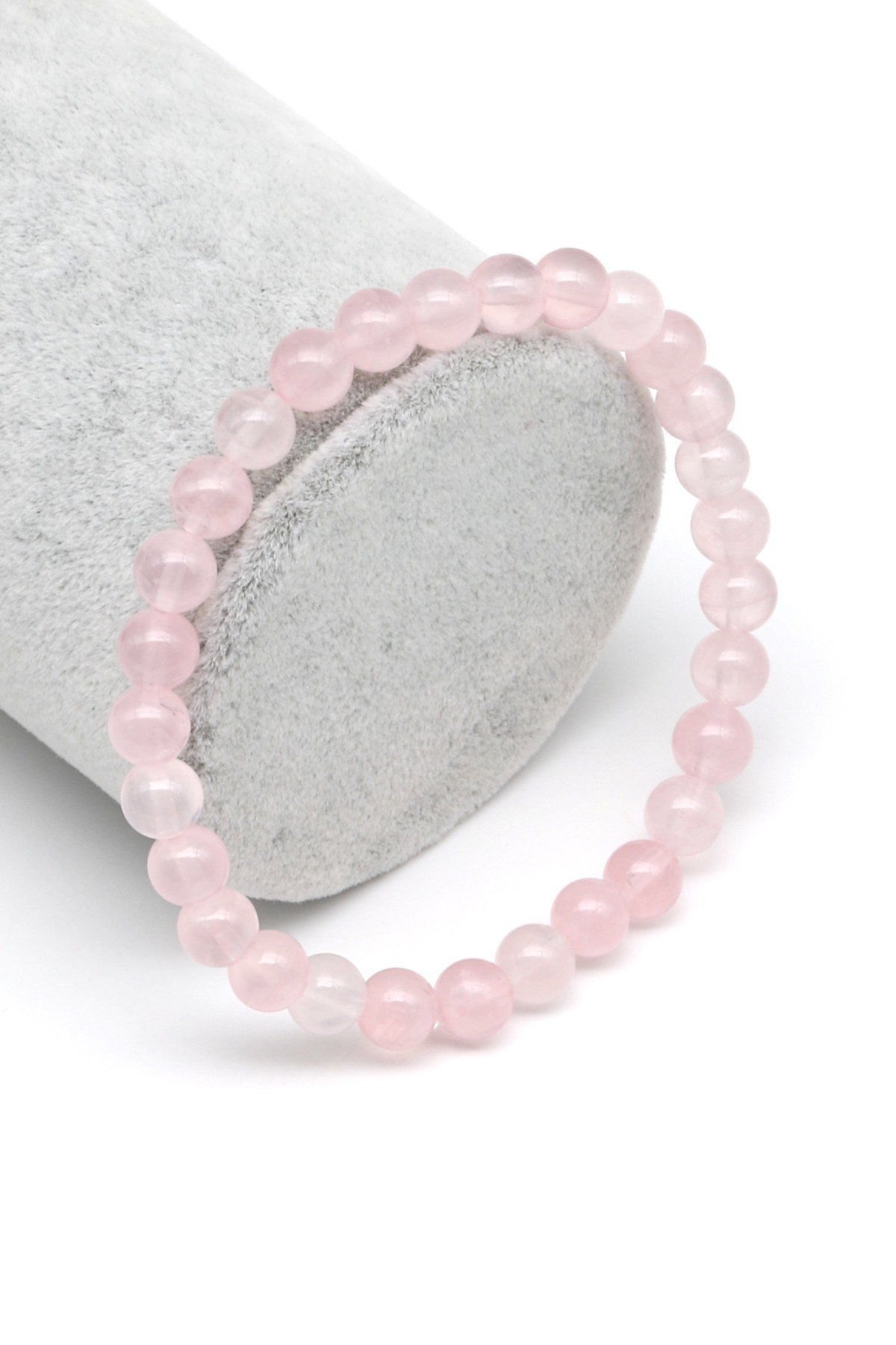 Pembe Kuvars Doğal Taş Bileklik 6 mm Küre Kesim - BLK-2314