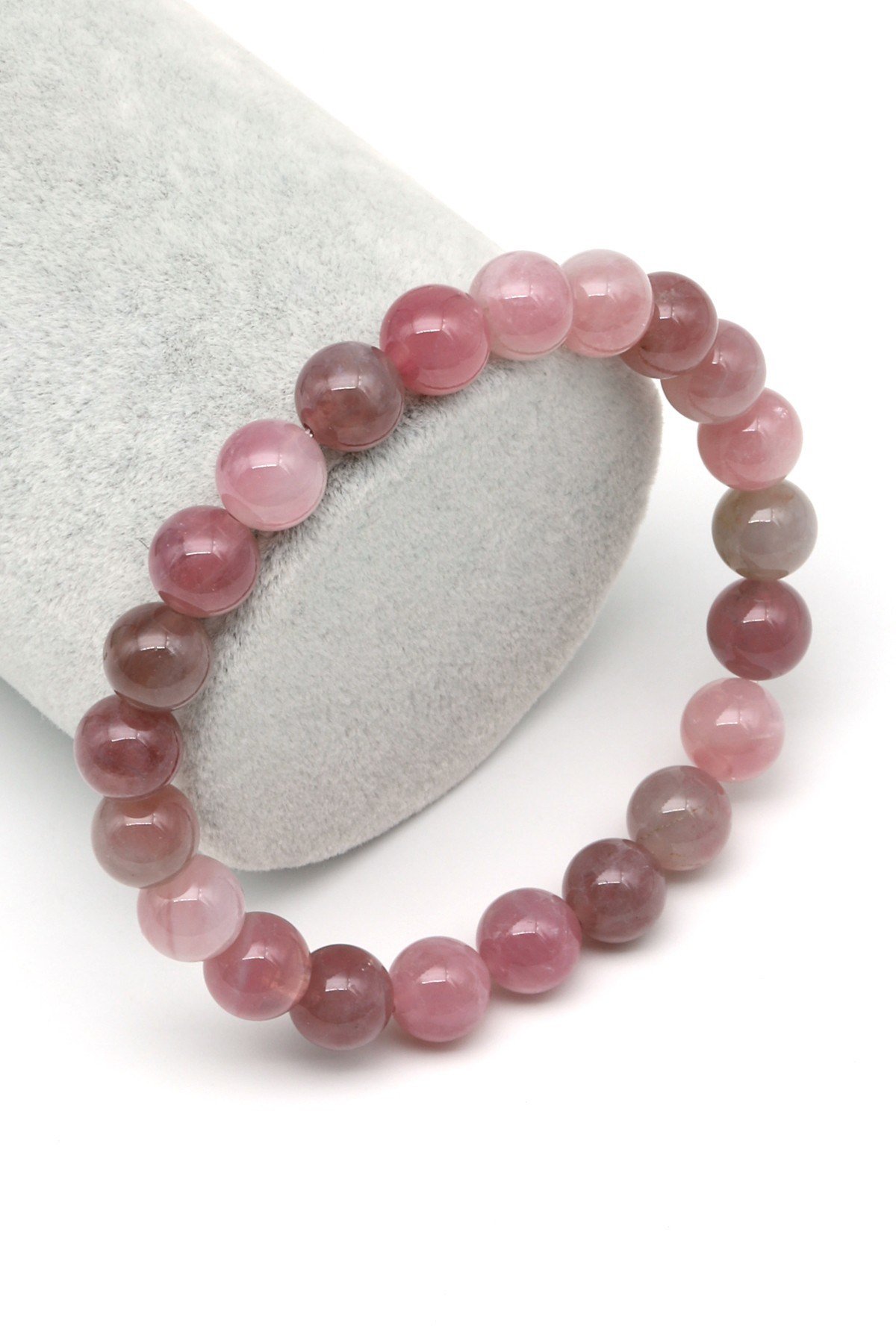Pembe Kuvars Doğal Taş Bileklik 8 mm Küre Kesim - BLK-2500
