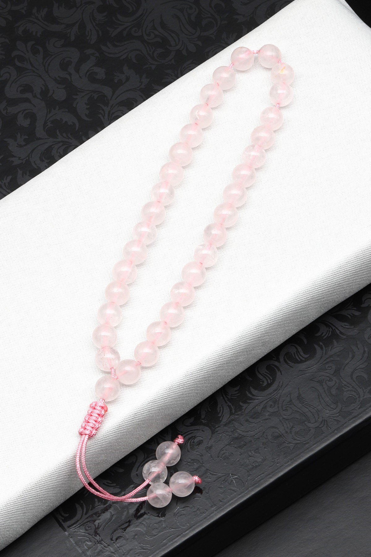 Pembe Kuvars Doğal Taş Bileklik Tesbih 6 mm Küre Kesim TSB-0523