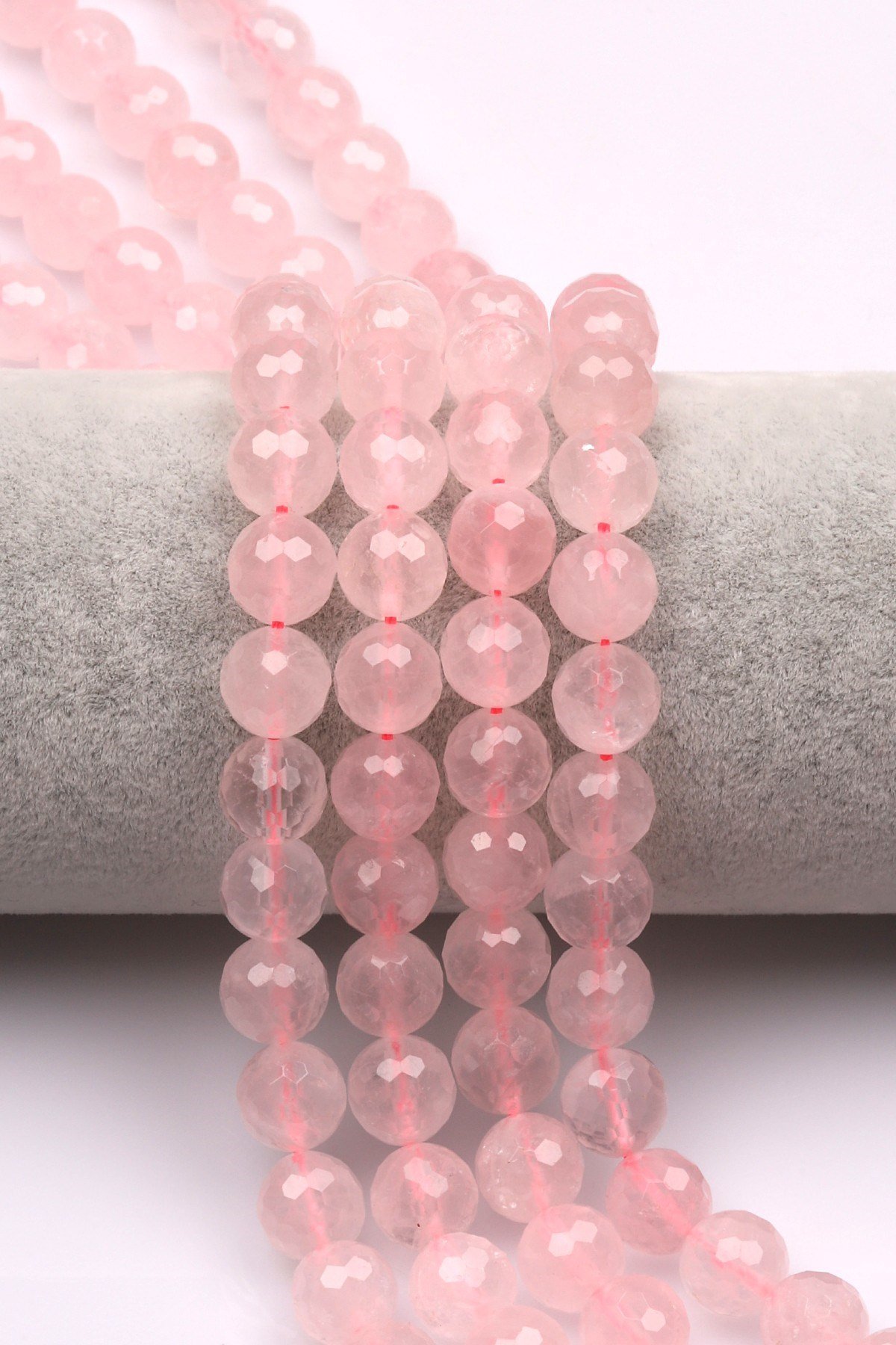 Pembe Kuvars Doğal Taş Dizi 10 mm Fasetli Küre Kesim - DZ-0805