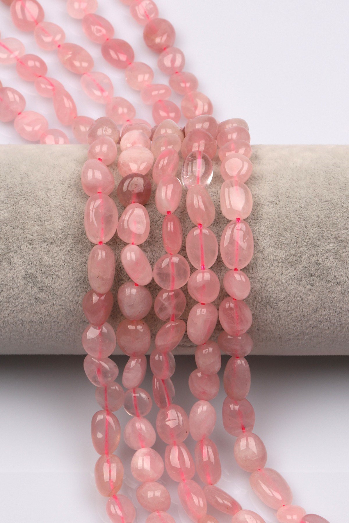 Pembe Kuvars Doğal Taş Dizi 10 x 13 mm Mercimek Kesim - DZ-1235