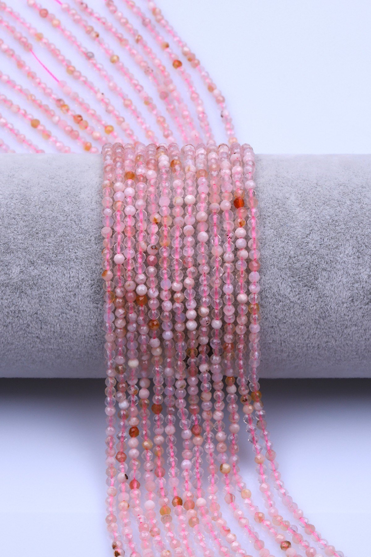 Pembe Kuvars Doğal Taş Dizi 2 mm Fasetli Küre Kesim - DZ-1581